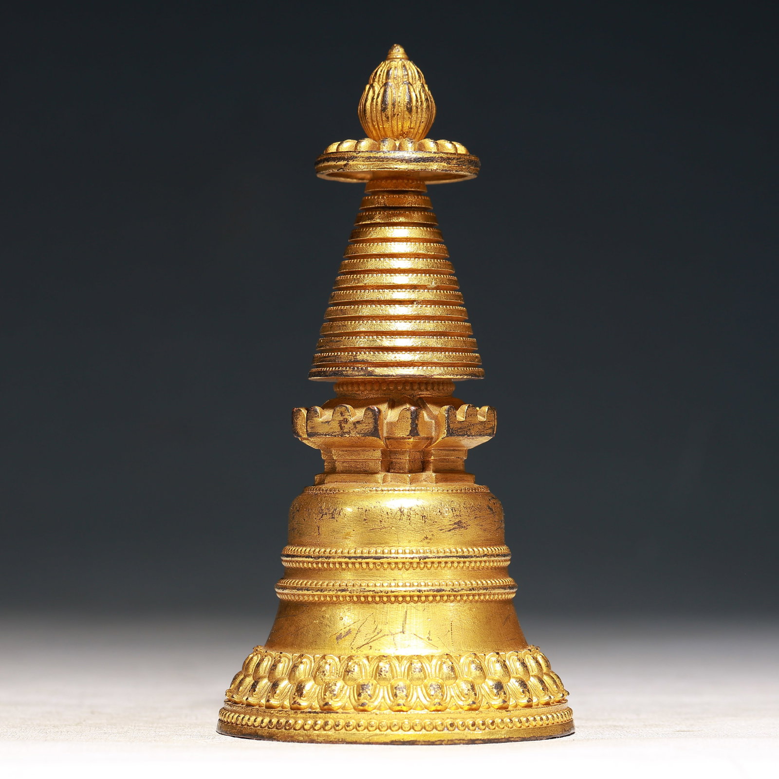 A Rare Gilt Bronze Pagoda - 5