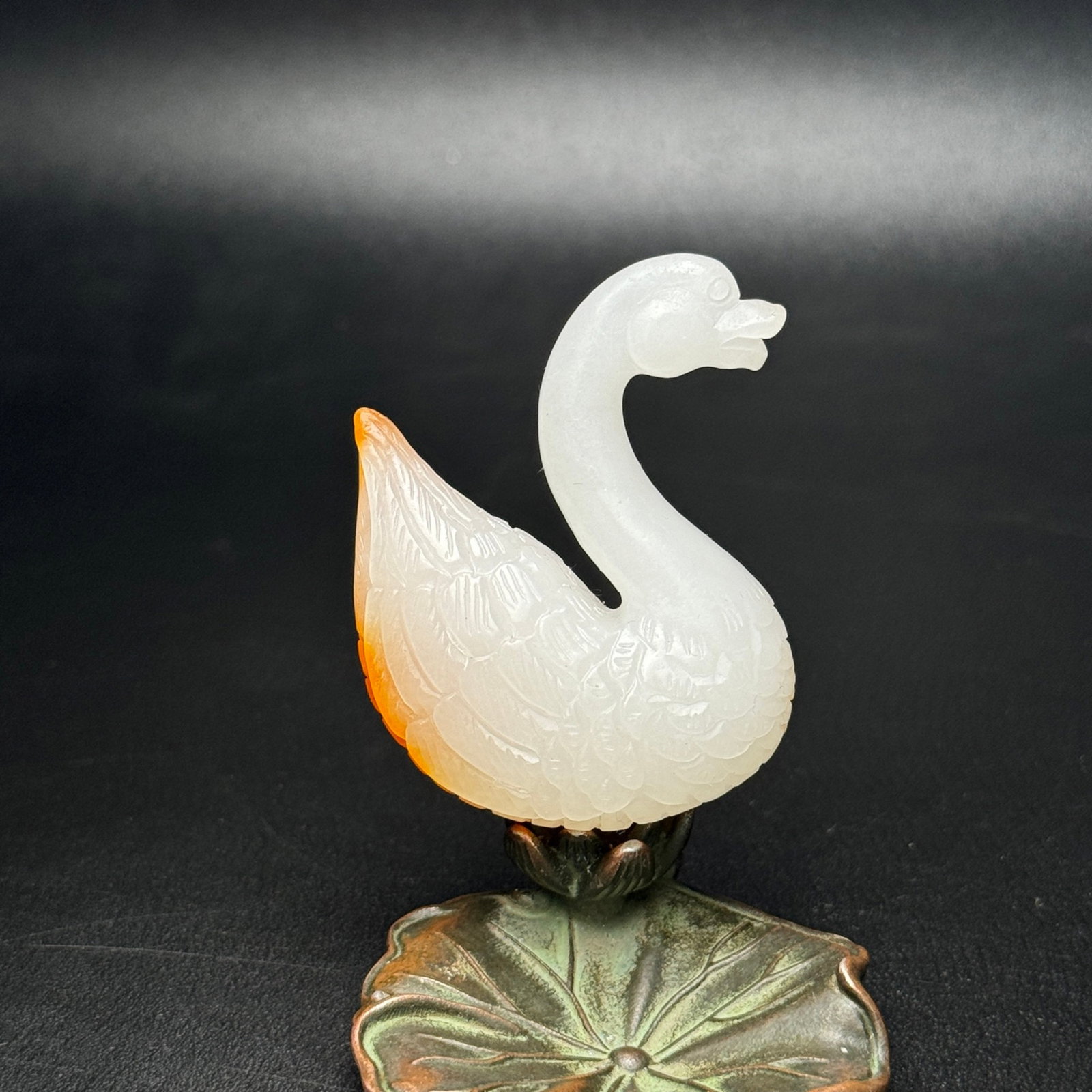 An Exquisite White Jade Goose Ornament: An Exquisite White Jade Goose Ornament,Qing Dynasty,China,Size:52mmx40mmx21mm,Weight:43g 白玉鹅摆件,中国清代