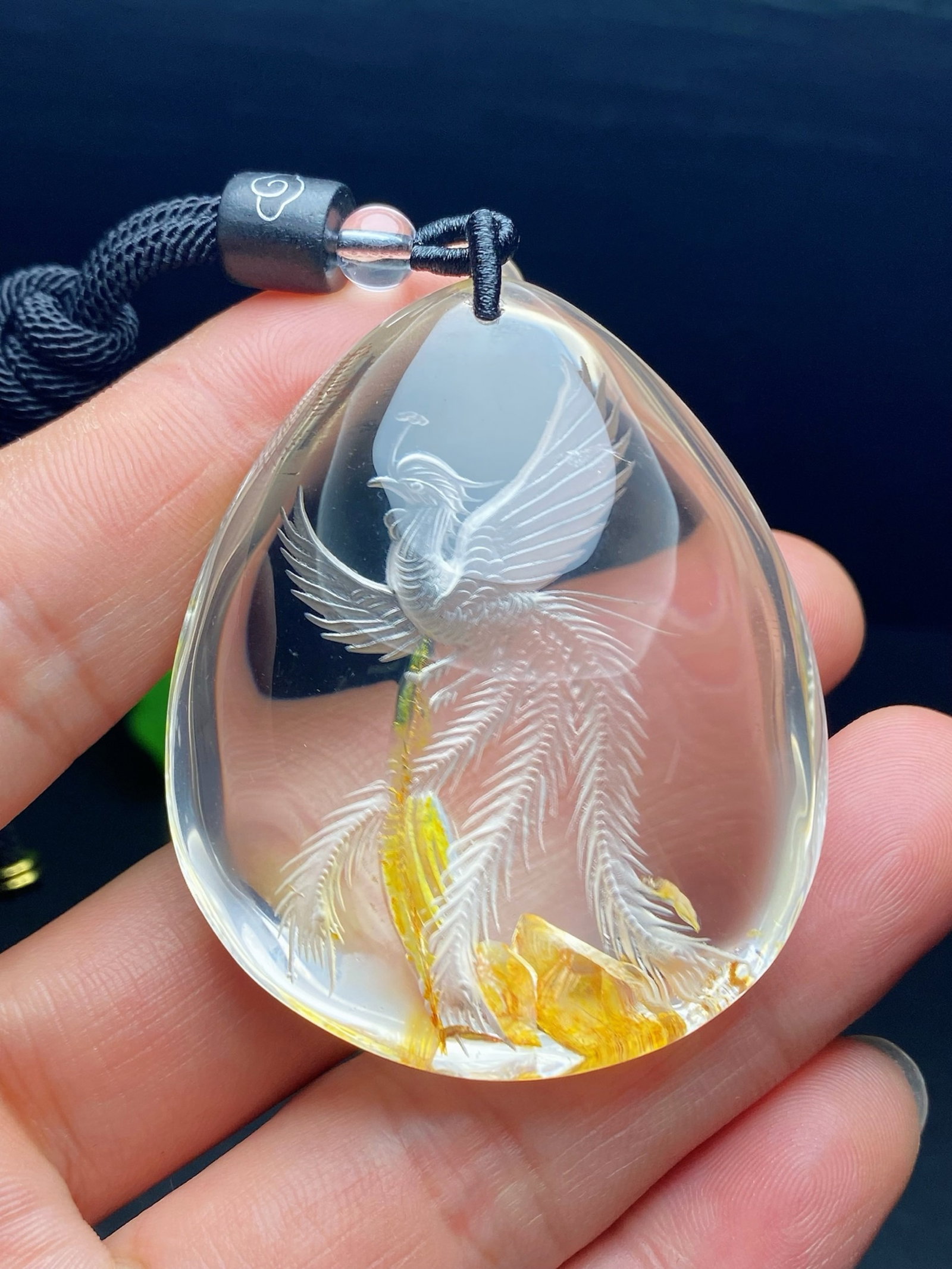 An Exquisite Crystal Phoenix Pattern Pendant - 3
