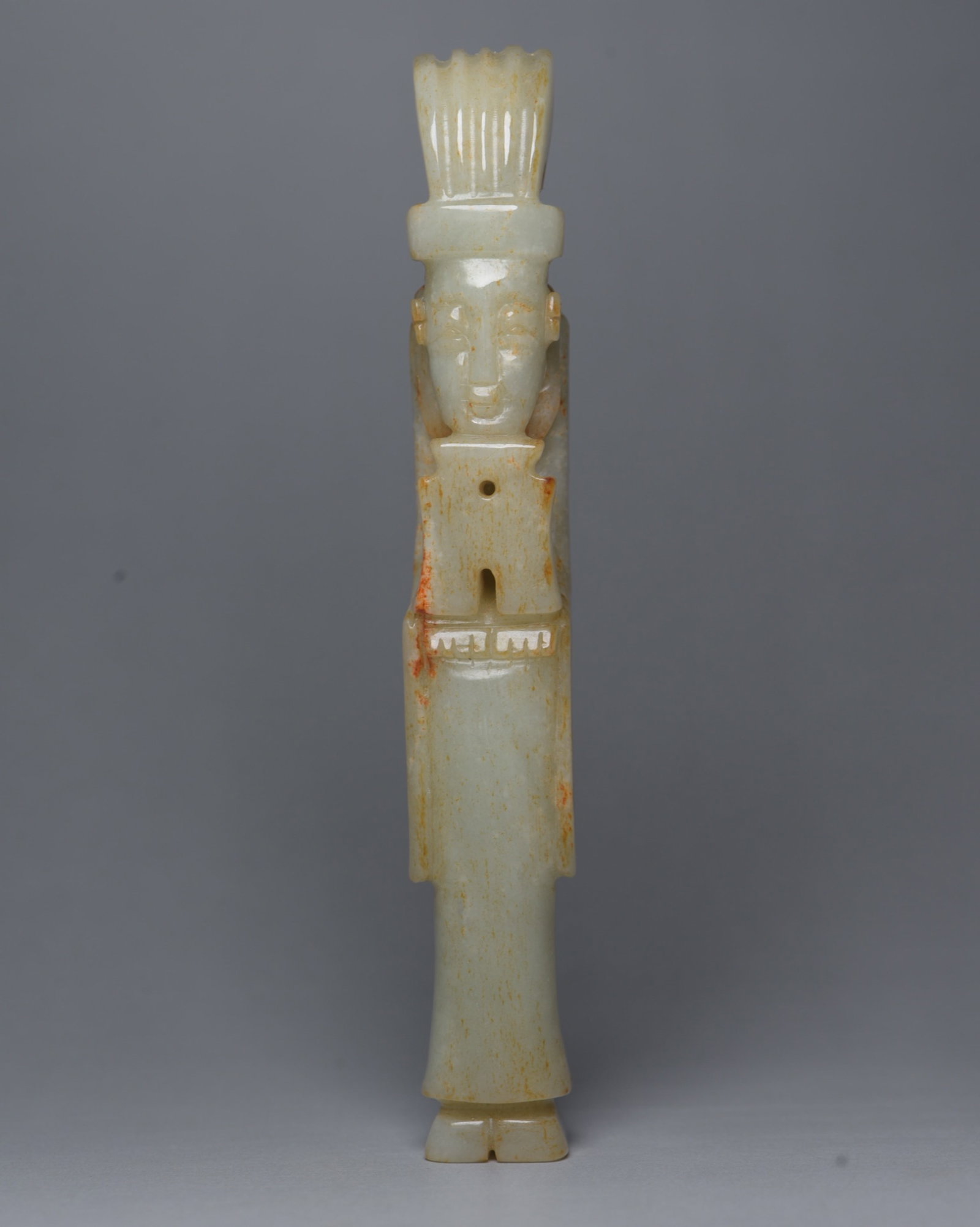 An Exquisite White Jade Figure Ornament: An Exquisite White Jade Figure Ornament,Qing Dynasty,China,Size:5.5inx0.9inx0.8in,Weight:113g 白玉人物摆件,中国清代
