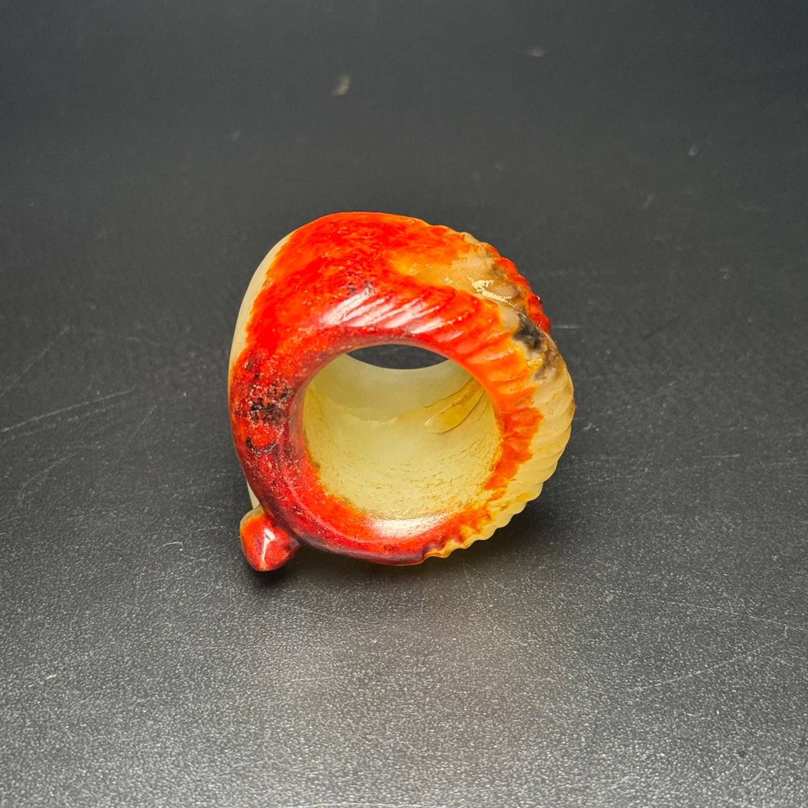 An Exquisite White Jade Cicada Pattern Thumb Ring - 4