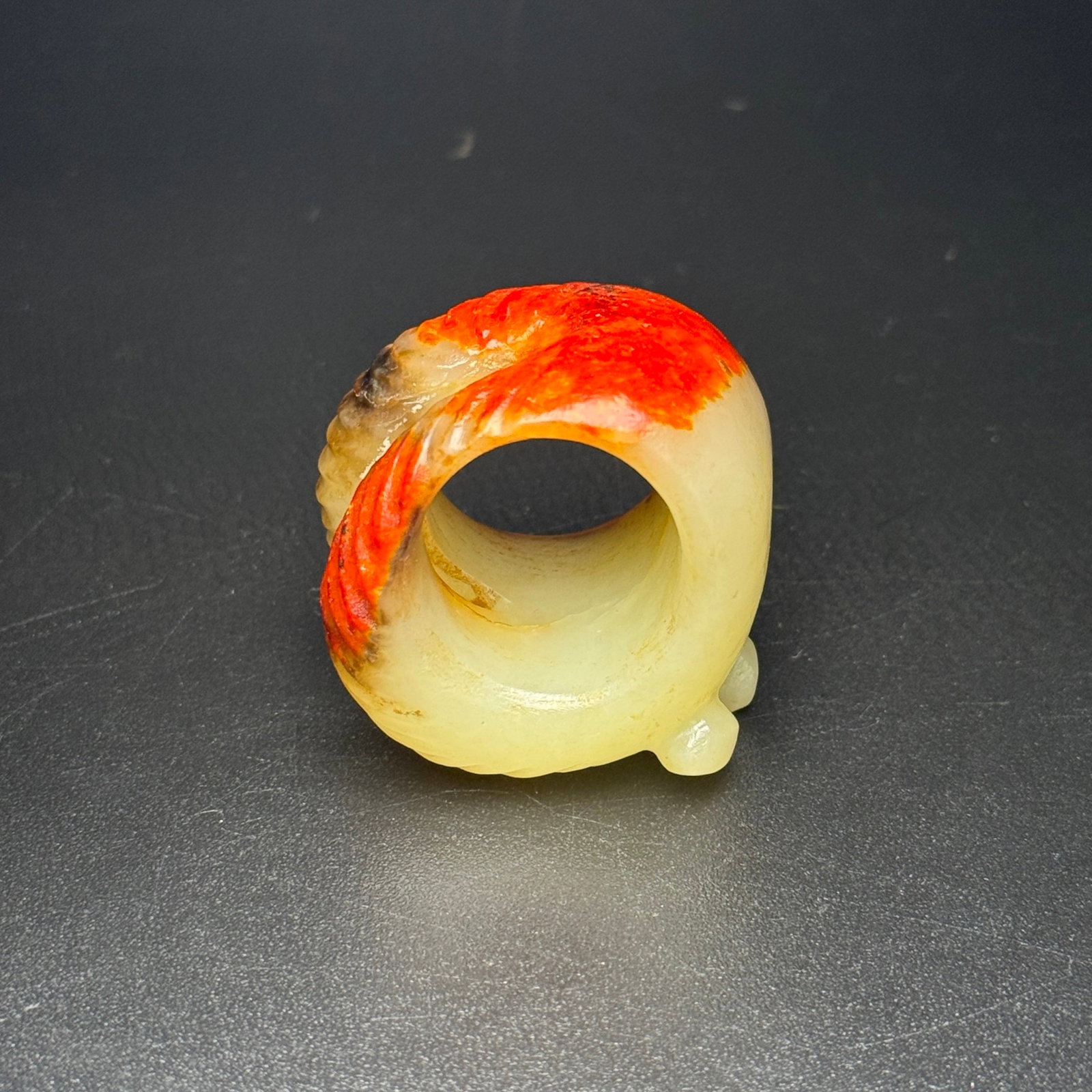 An Exquisite White Jade Cicada Pattern Thumb Ring - 5