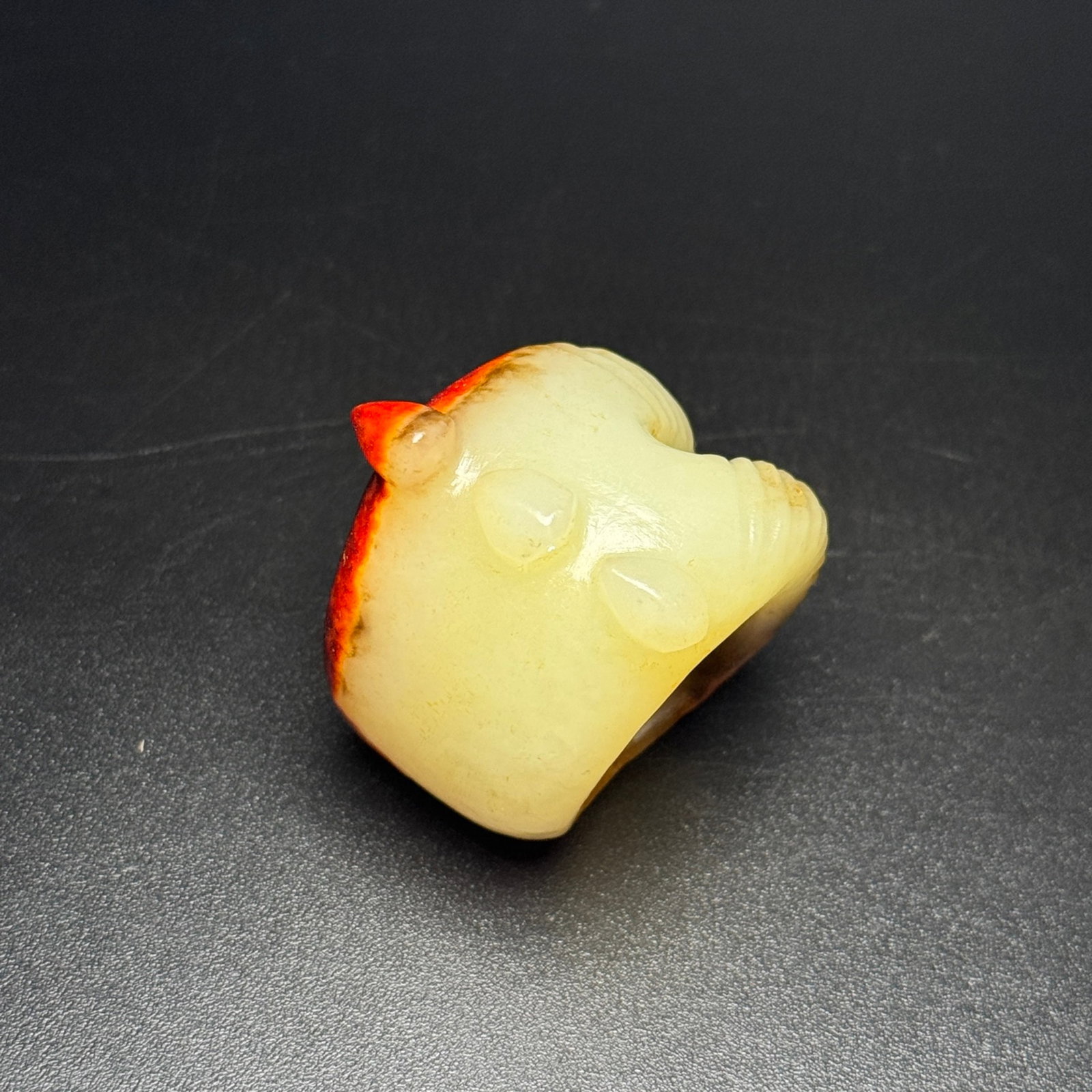 An Exquisite White Jade Cicada Pattern Thumb Ring - 6