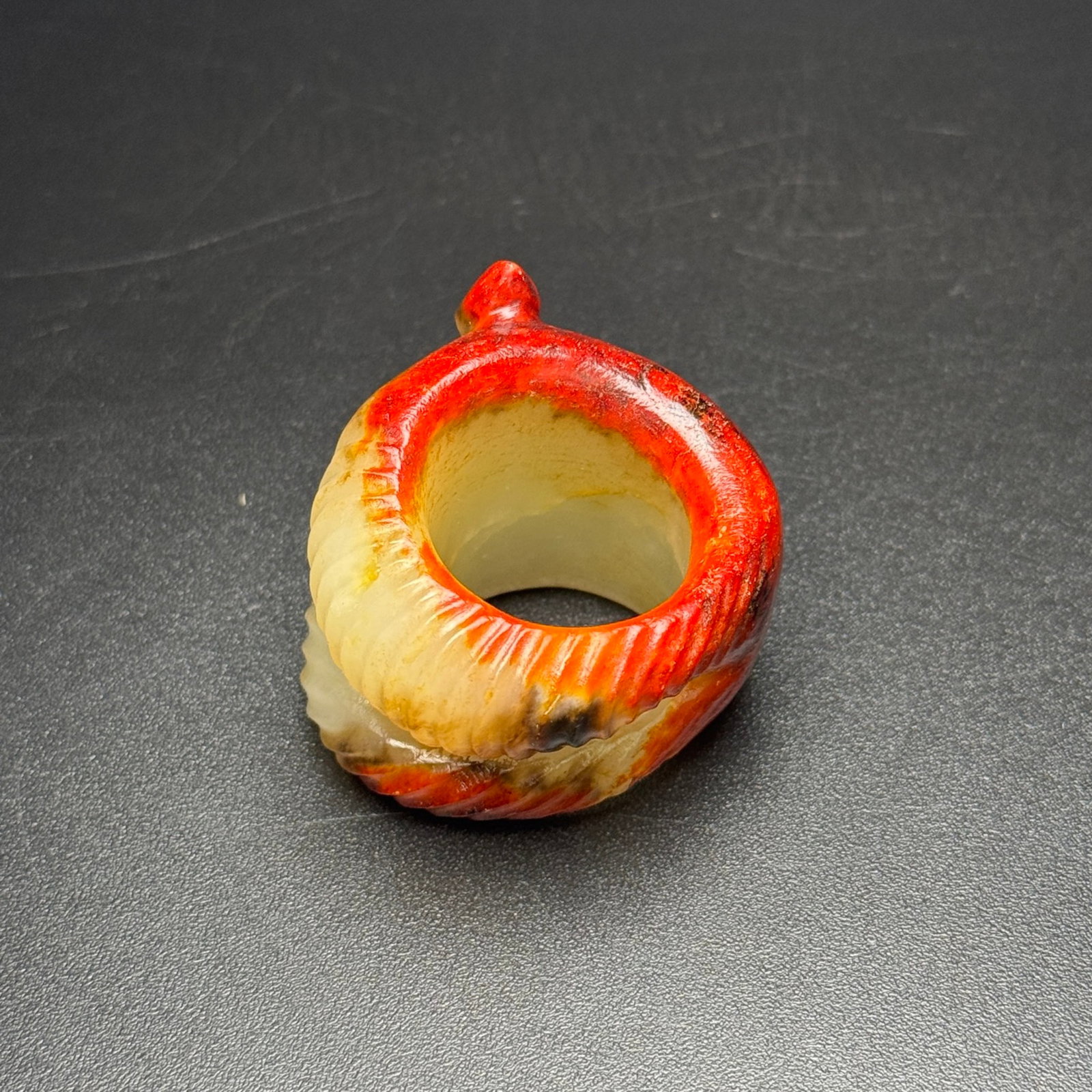An Exquisite White Jade Cicada Pattern Thumb Ring - 7