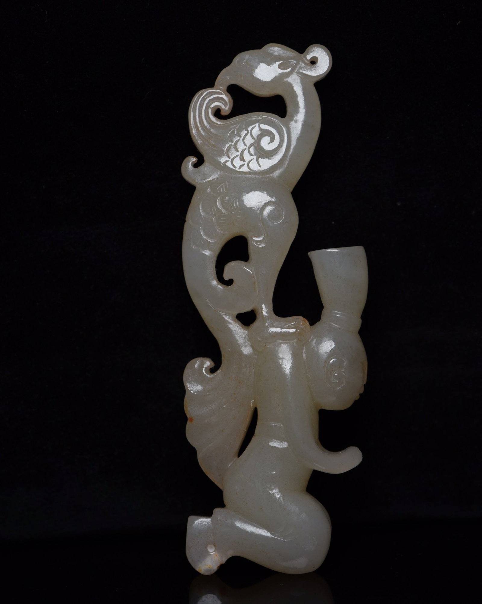 An Exquisite White Jade Figure Ornament: An Exquisite White Jade Figure Ornament,Qing Dynasty,China,Size:4.3inx1.5inx0.6in,Weight:76g 白玉人物摆件,中国清代