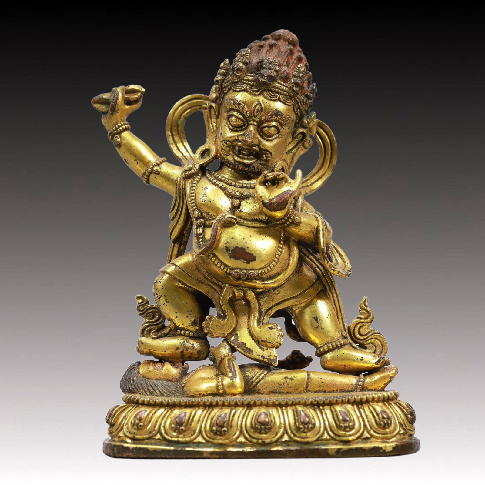A Solemn Gilt Bronze Statue of Vajra: A Solemn Gilt Bronze Statue of Vajra ,Ming Dynasty, China,Size:3.3inx1.8inx4.5in Weight:600g 铜鎏金金刚像,中国明代