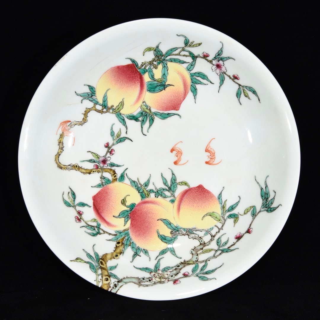 An Exquisite Famille-Rose Bats and Peach Pattern Plate (1 of 6)