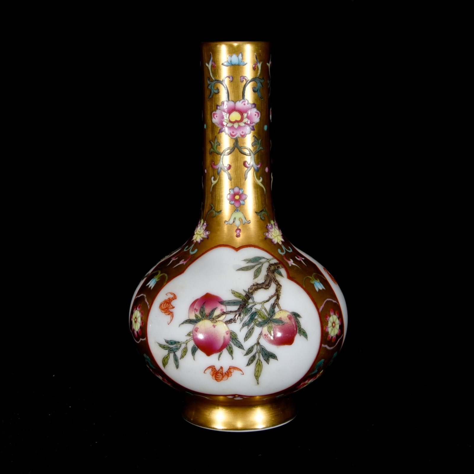 An Exquisite Enamel Gilt Bats and Peach Pattern Vase (1 of 9)