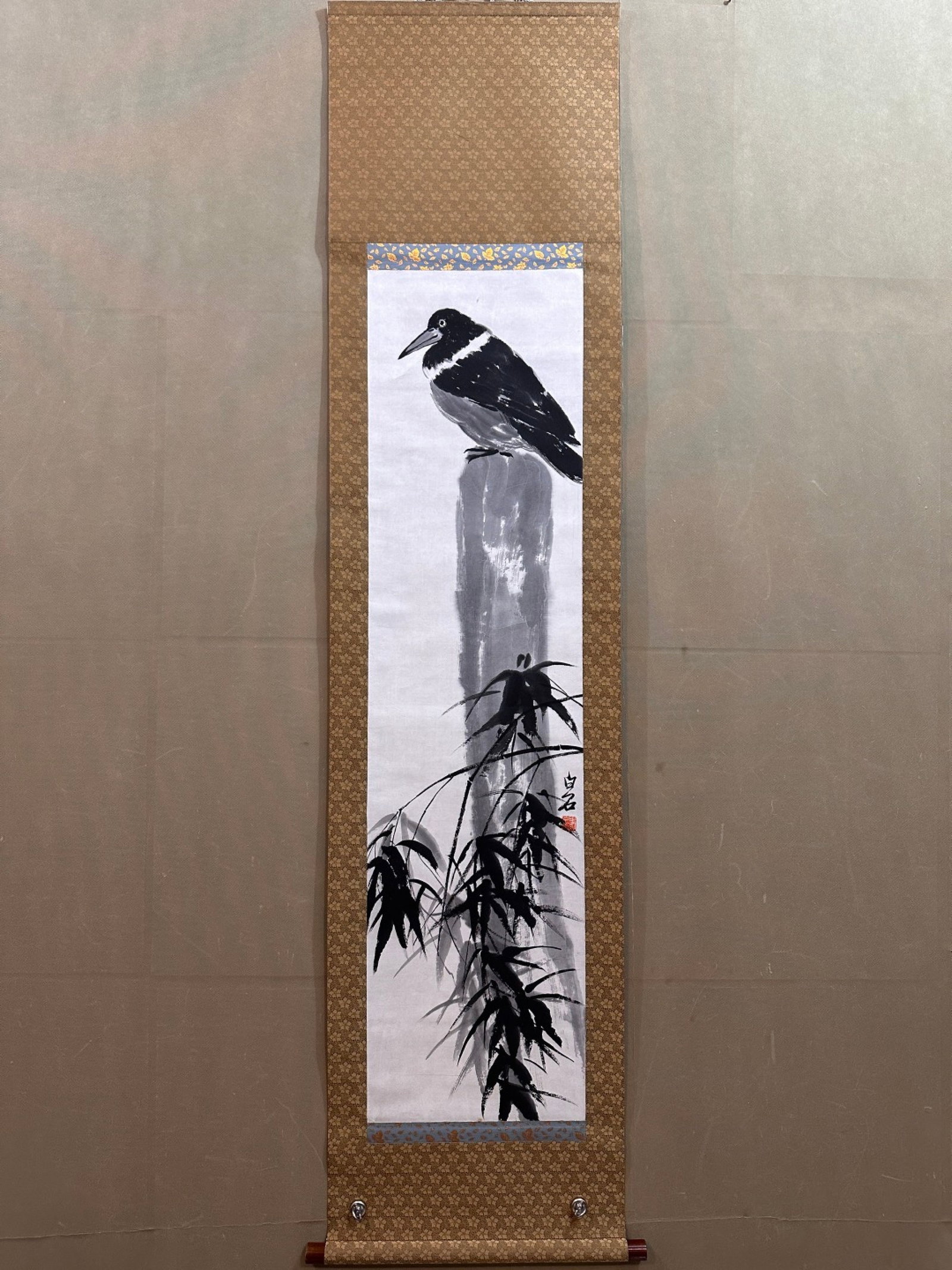 A Chinese Vertical Scroll Ink Painting of Pine and Eagle on Paper (1 of 9)