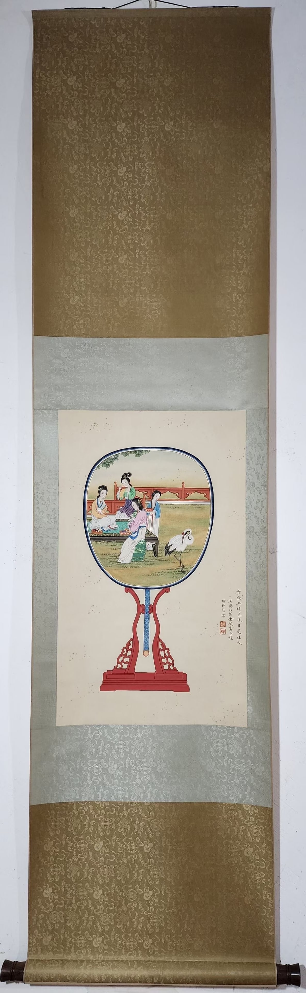 A Chinese Vertical Scroll Ink Painting of Character and Story on Paper (1 of 9)