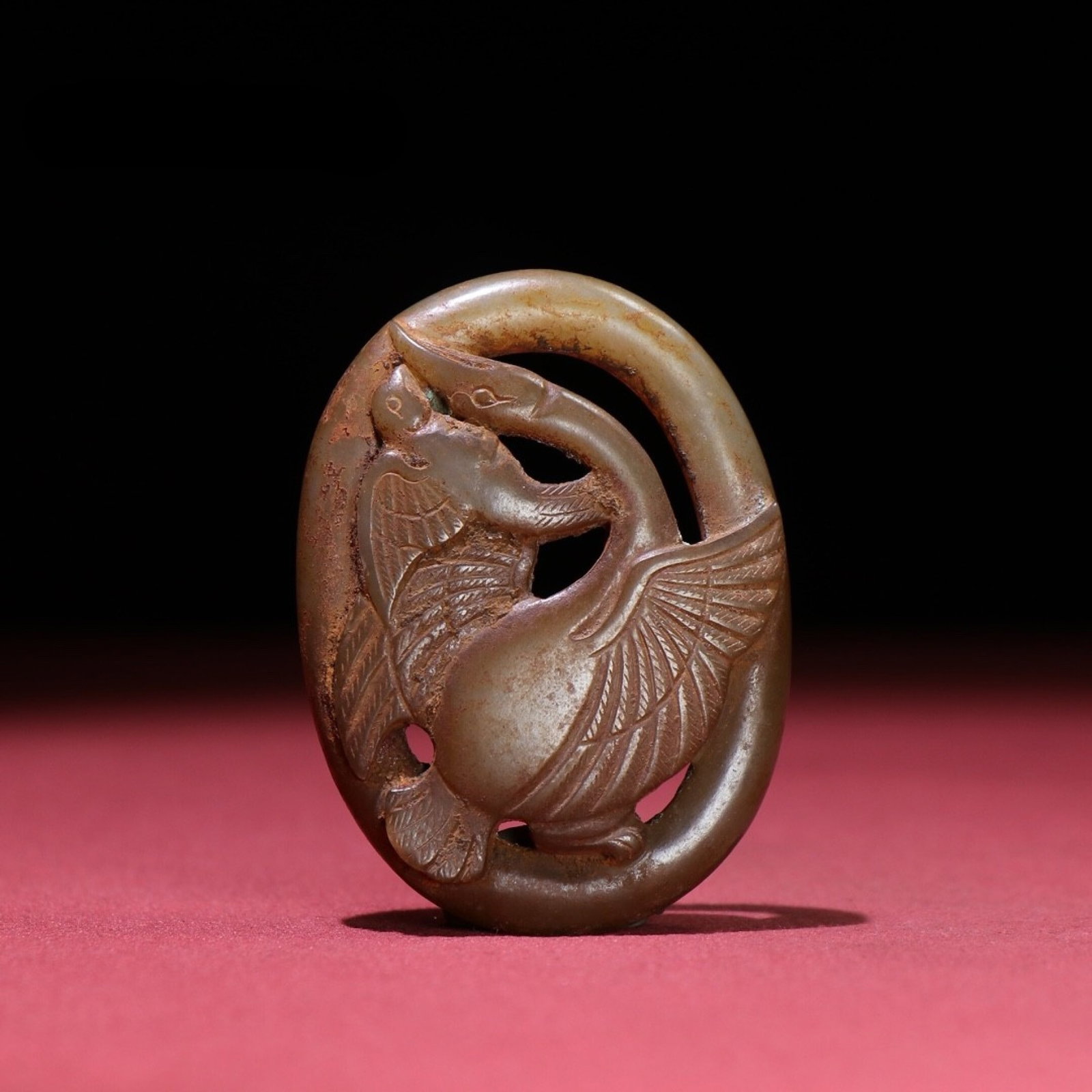 White Jade Wild Goose Pattern Pendant: White Jade Wild Goose Pattern Pendant,Qing Dynasty,China,Size:66mmx49mmx11mm,Weight:43g 白玉大雁纹佩,中国清代