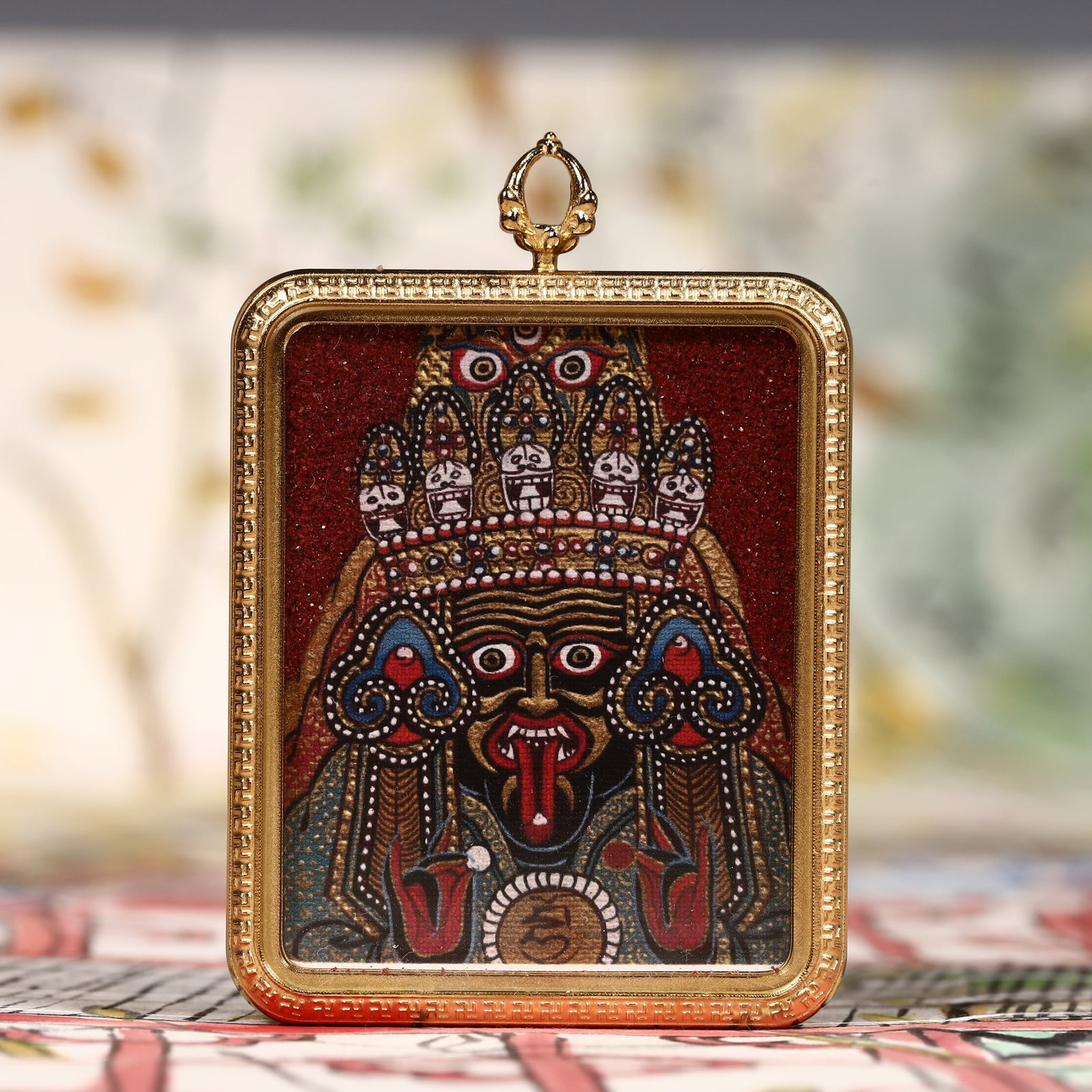 An Exquisite Painted Color Statue of Mammon Tangka: An Exquisite Painted Color Statue of Mammon Tangka,Size:2inx2.8in 彩绘财神像唐卡