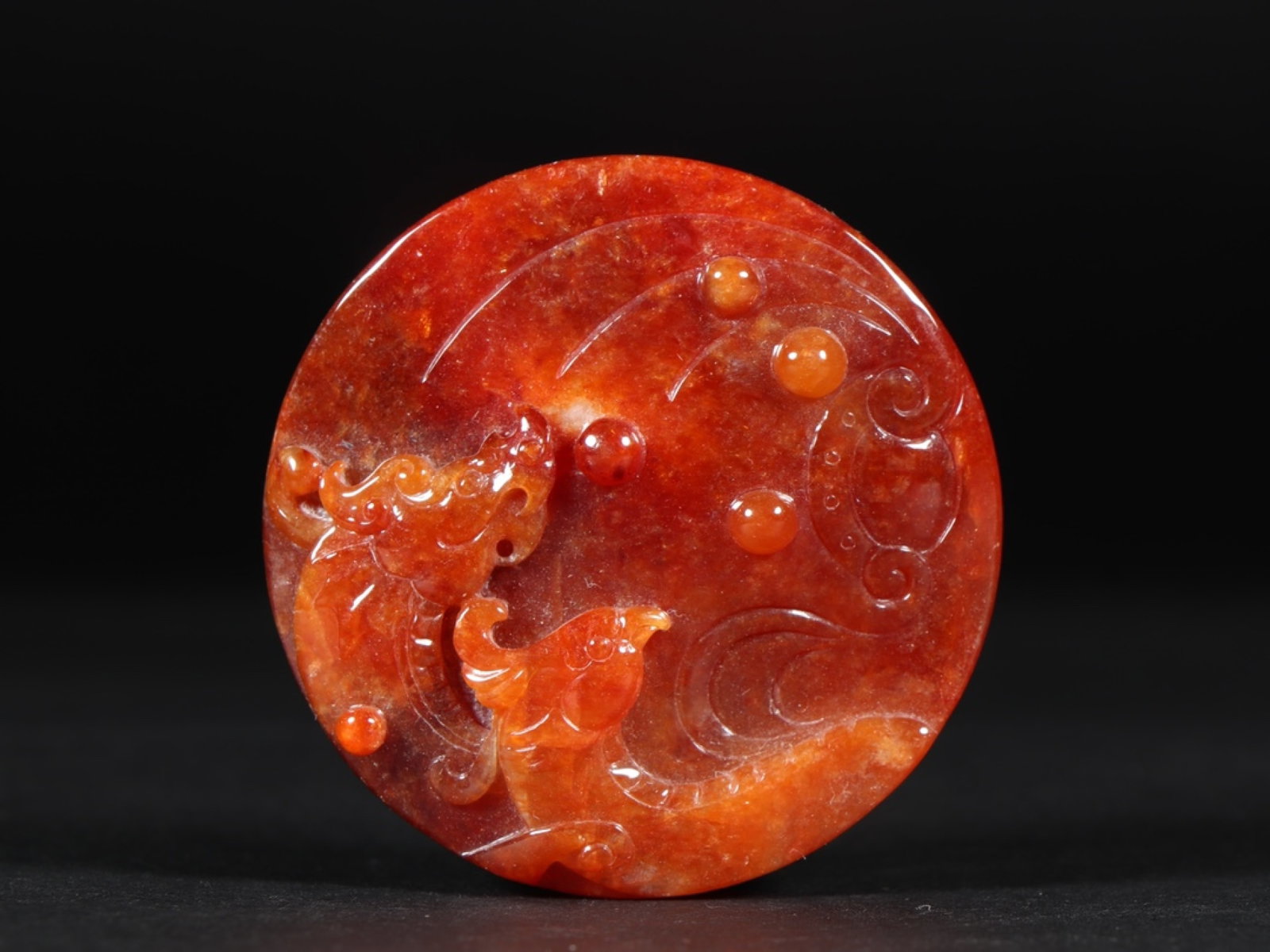 An Exquisite Jadeite Dragon and Phoenix Pattern Pendant (1 of 6)