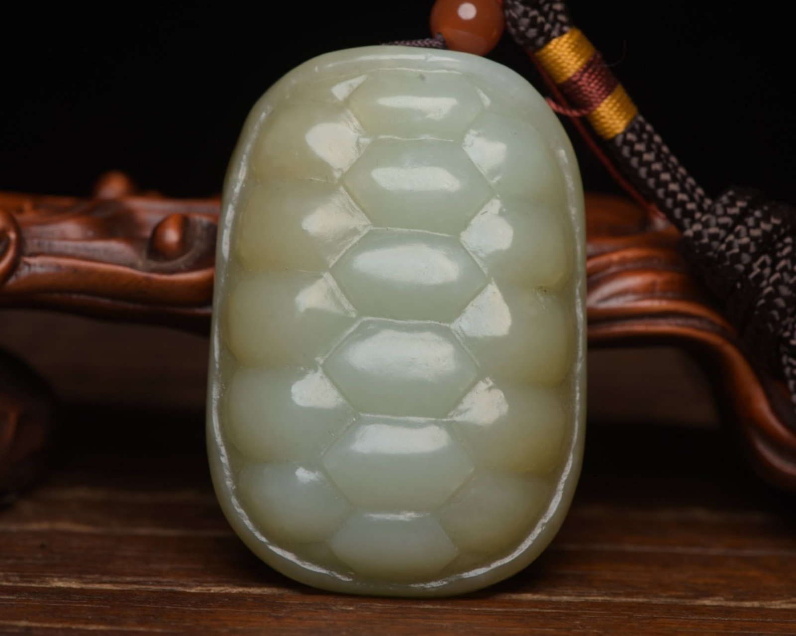 An Exquisite White Jade Turtle Shell Pendant (1 of 9)