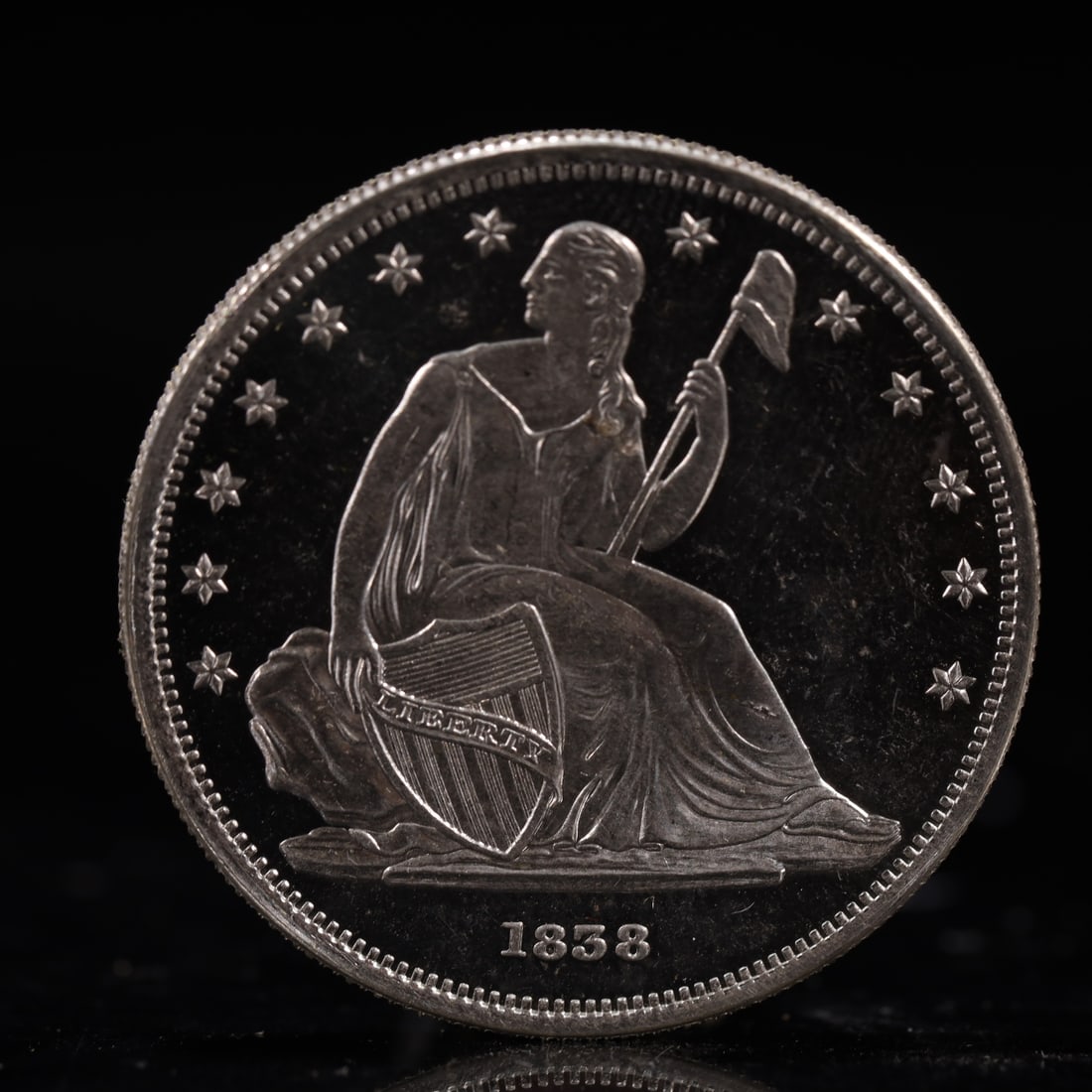 USA One Dollar 1858 Coin: American coin. IN GOD WE TRUST / LIBERTY / 1858 / UNITED STATES OF AMERICA / ONE DOL. Weight:26.9g.