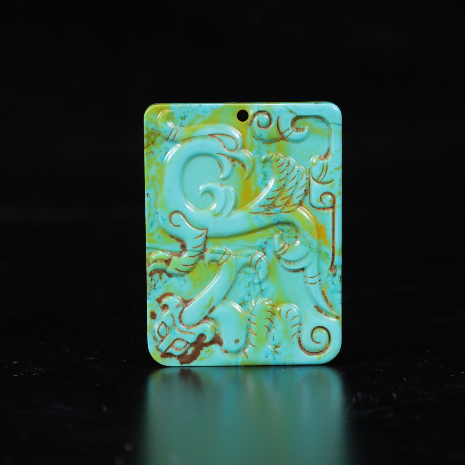 An Exquisite Turquoise Phoenix Pattern Pendant - 4