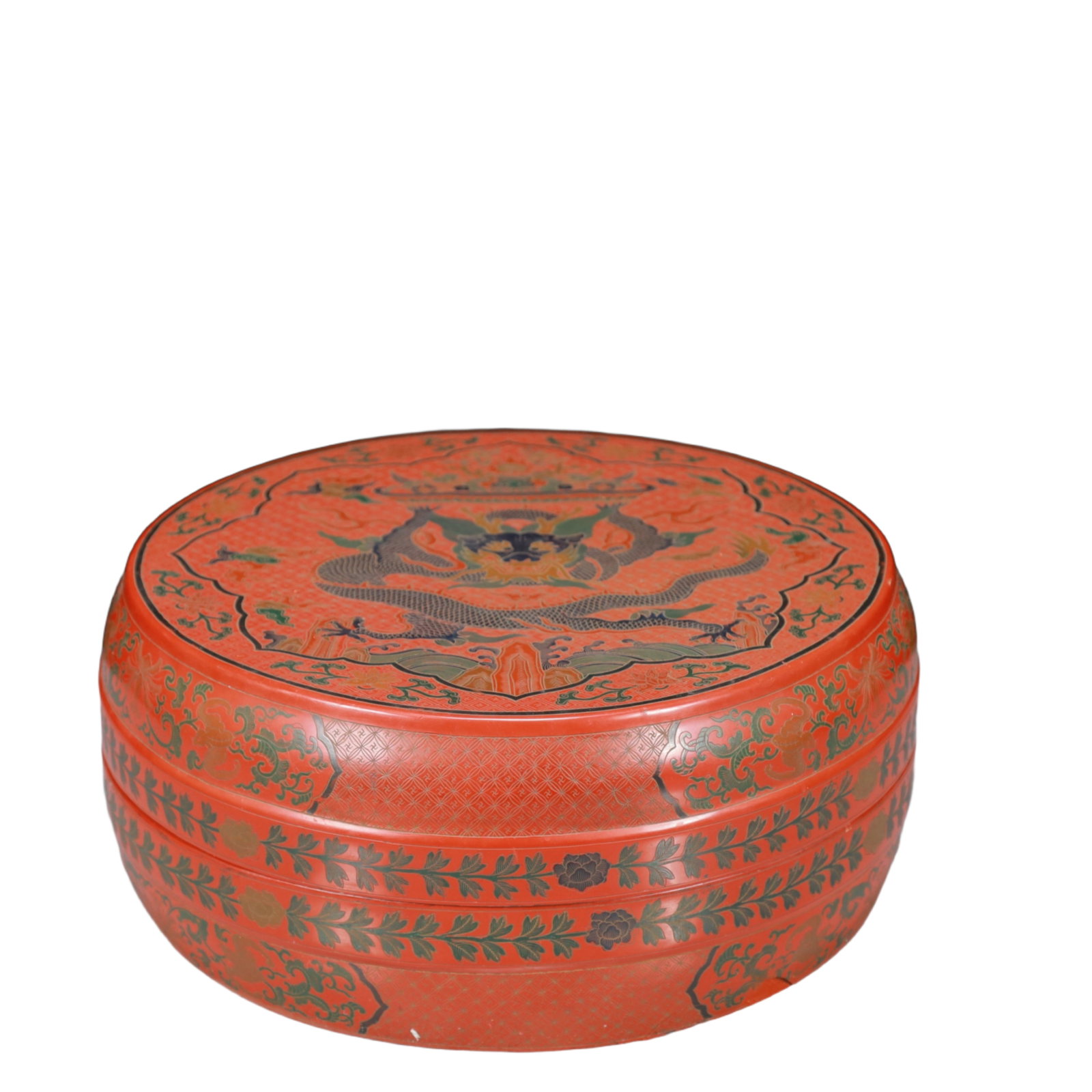 A Exquisite Carved Red Lacquer Lotus Pattern Dragon Pattern Box (1 of 8)
