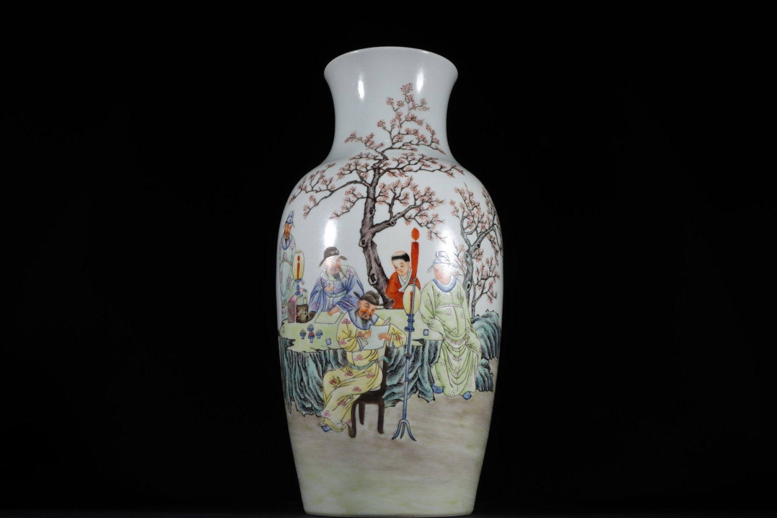 A Rare Famille-Rose Character and Story Pattern Vase: A Rare Famille-Rose Character and Story Pattern Vase,Qing Dynasty,China,Qianlong Six-character Mark,Size:12inx3.8in