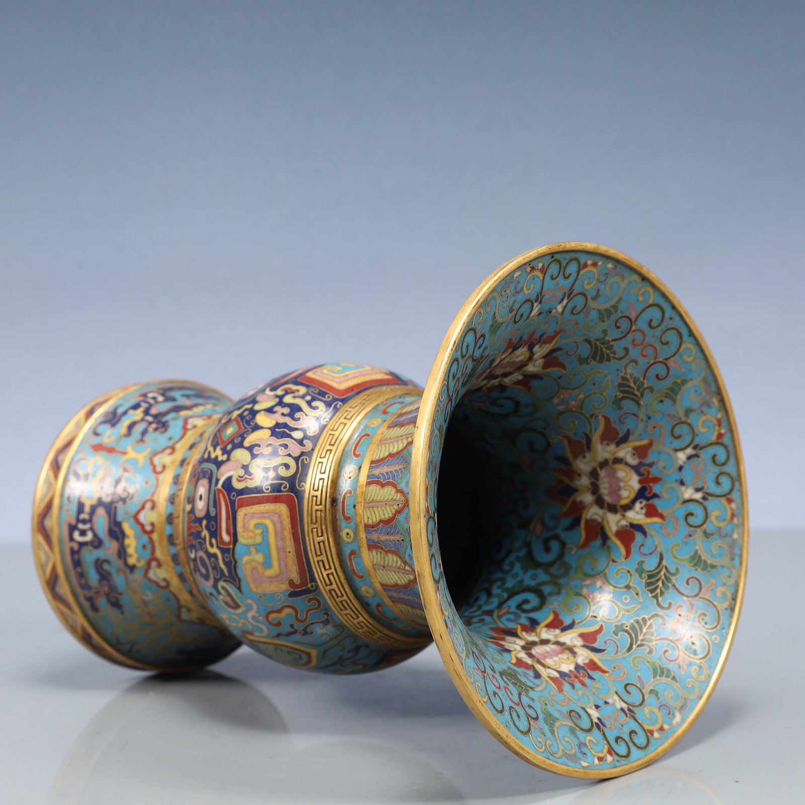 A Pair of Exquisite Cloisonne Seawater and Dragon Pattern Beast-Ears Vases: A Pair of Exquisite Cloisonne Seawater and Dragon Pattern Beast-Ears Vases,Qing Dynasty, China,Qianlong Four-character Mark,Size:6.9inx3.1inx1.7in,Weight:1500g 一对景泰蓝