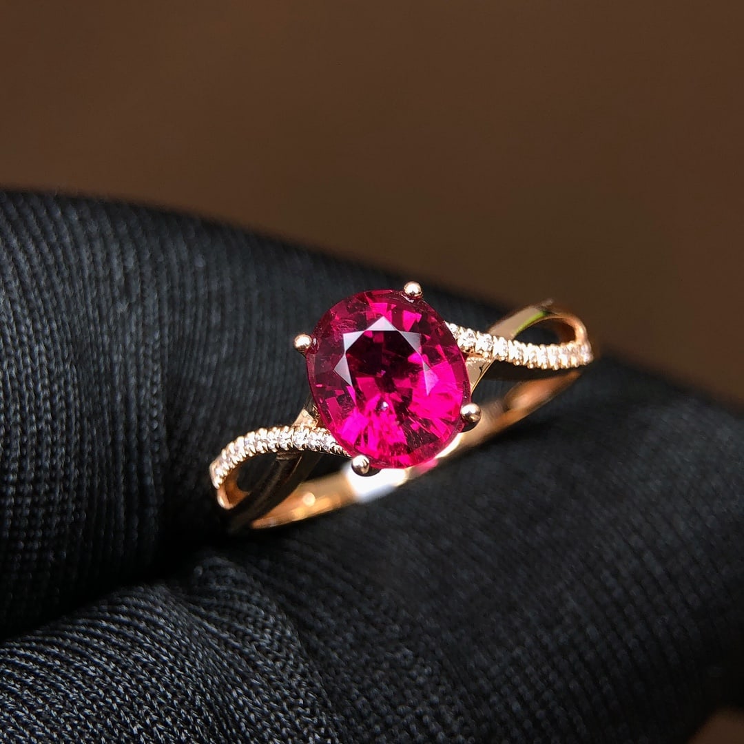 1.21Ctw Natural Tourmaline Ring: 1.21Ctw Natural Tourmaline Ring,Size:7.7mmx6.4mm 1.21Ctw天然碧玺戒指