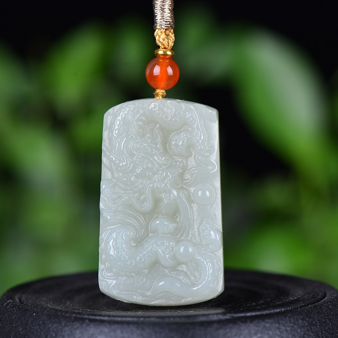 An Exquisite White Jade Dragon Pattern Pendant (1 of 4)