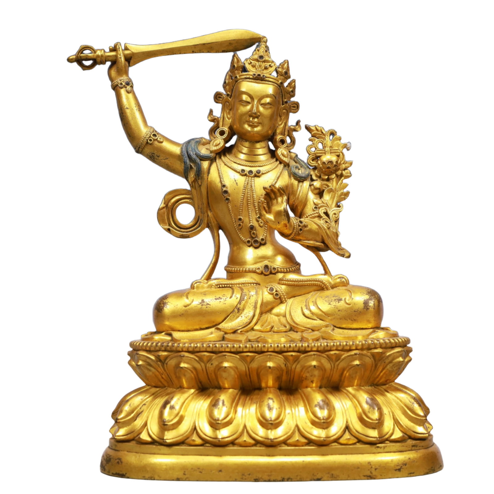 A Solemn Gilt Bronze Buddha Statue: A Solemn Gilt Bronze Buddha Statue,Qing Dynasty, China,Size:6.7inx3.9inx9.4in,Weight:2350g 铜鎏金佛像,中国清代