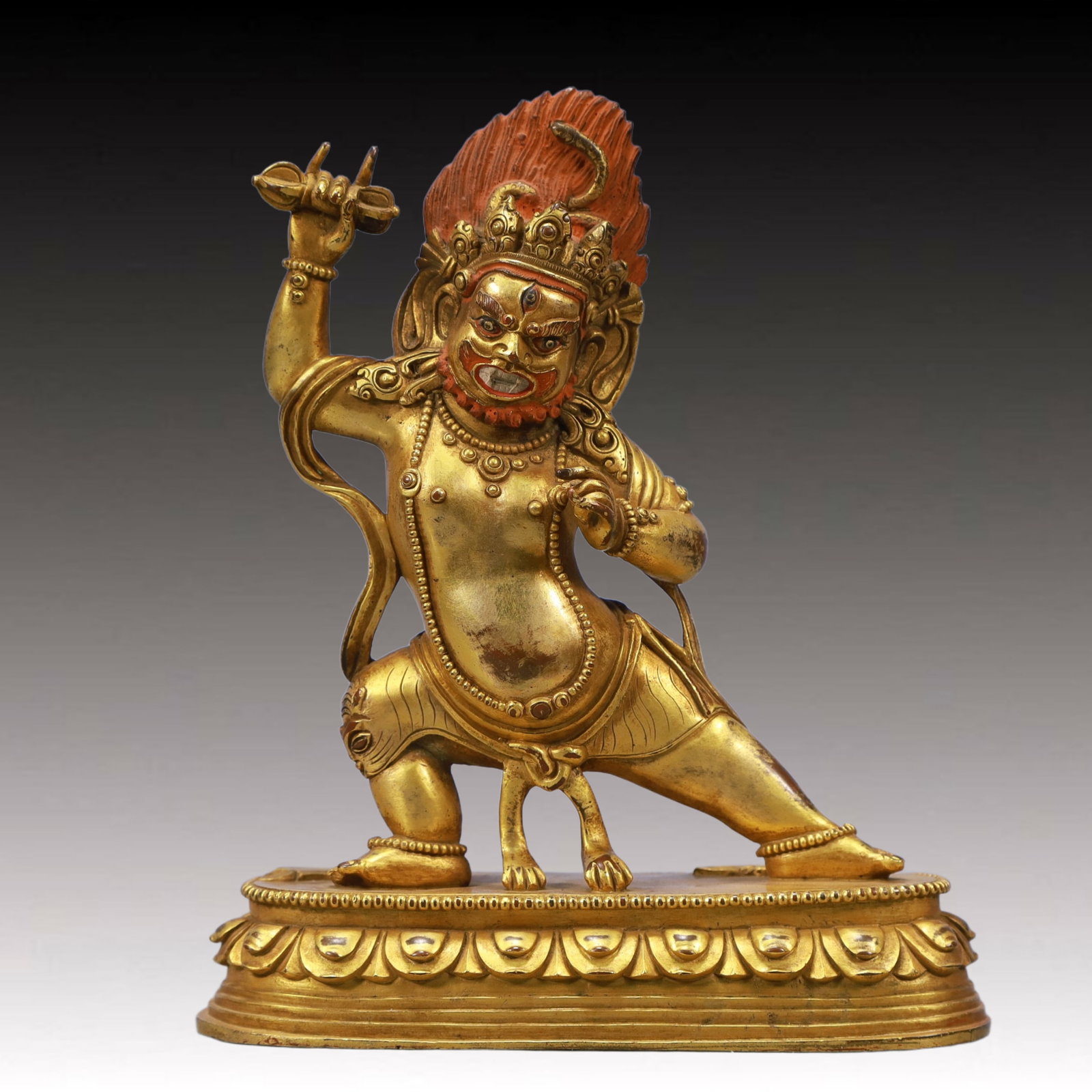 A Solemn Gilt Bronze Statue of Vajra: A Solemn Gilt Bronze Statue of Vajra,Ming Dynasty, China,Size:5.1inx2inx6.3in Weight:850g 铜鎏金金刚像,中国明代