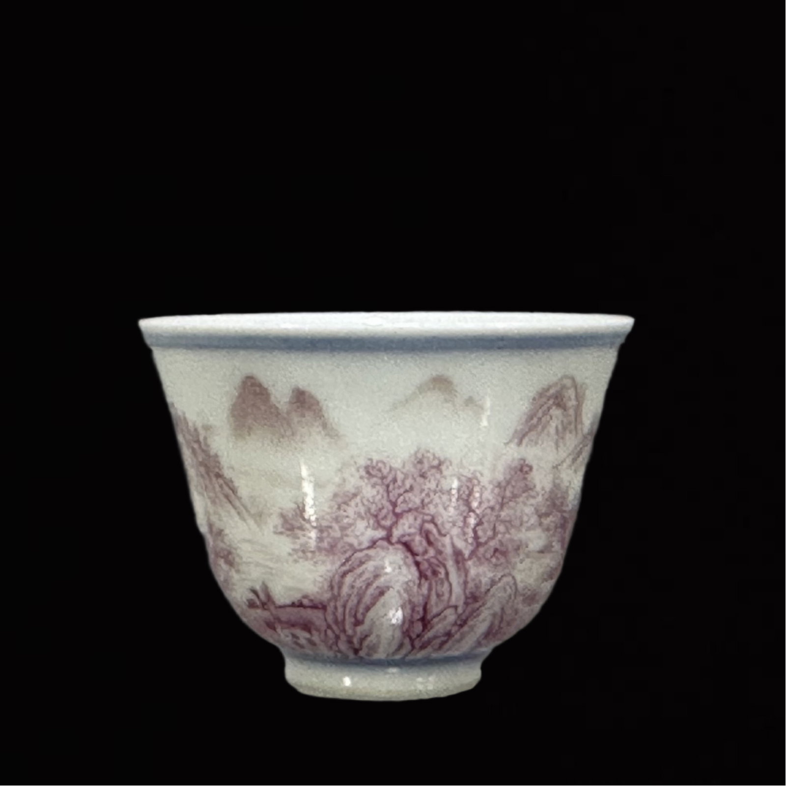A Set of Fine Ruby Red Glazed Landscape Pattern Cups - 6