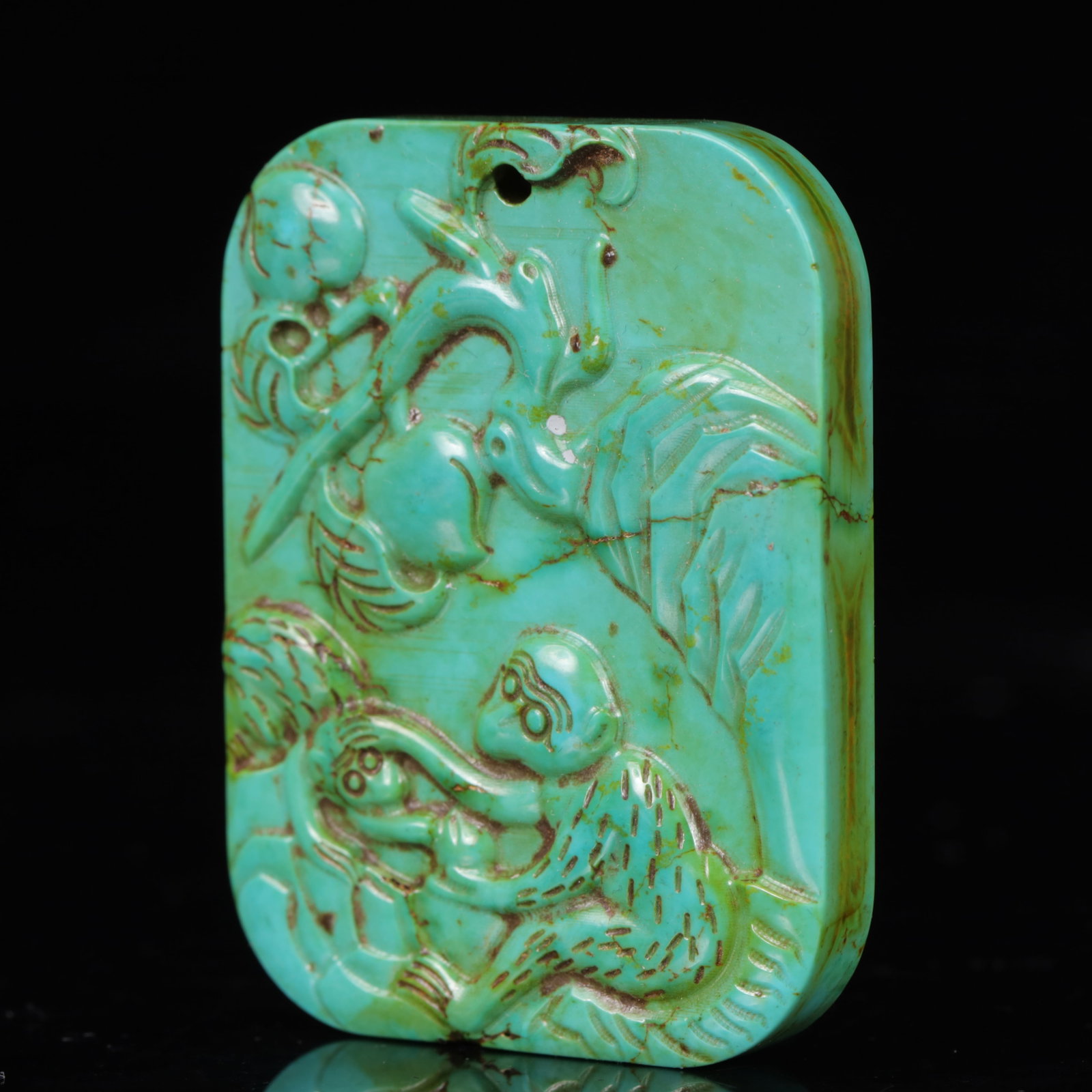 An Exquisite Turquoise Monkey Pattern Pendant - 2