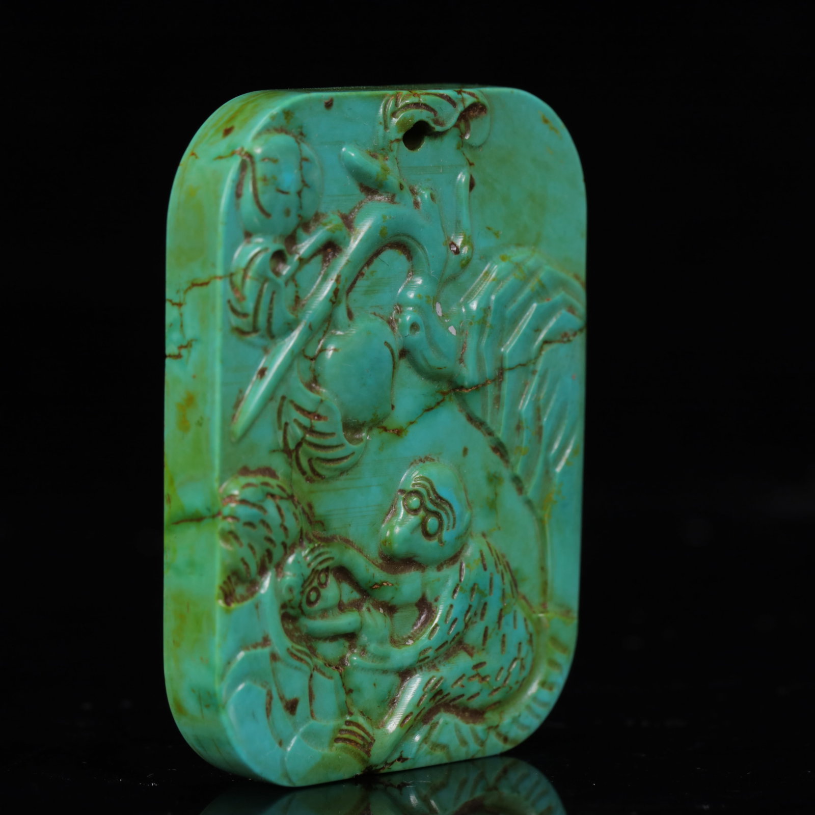 An Exquisite Turquoise Monkey Pattern Pendant - 3