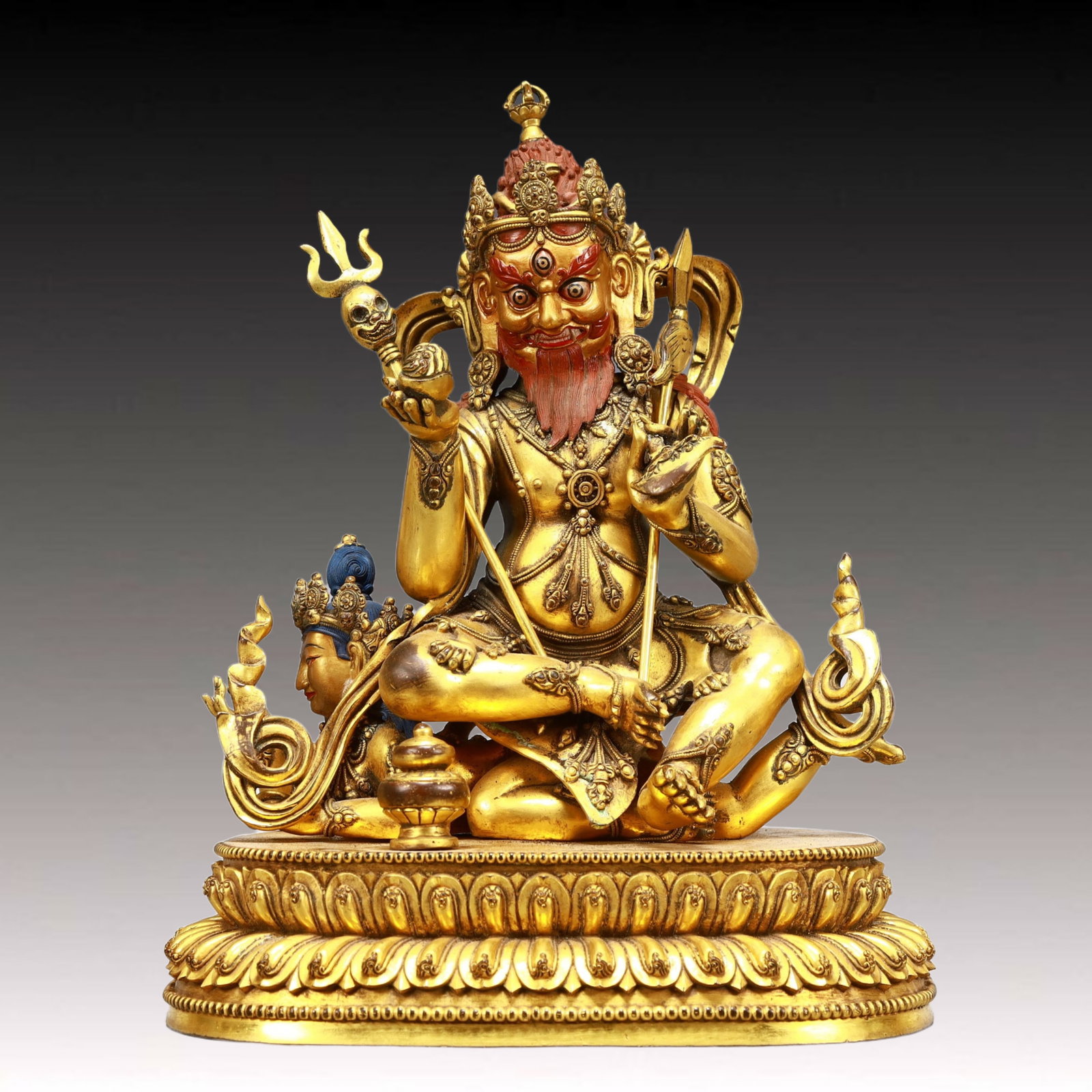 A Solemn Gilt Bronze Statue of Vajra: A Solemn Gilt Bronze Statue of Vajra,Ming Dynasty, China,Size:10.6inx7.9inx13.2in,Weight:10500g 铜鎏金金刚像,中国明代