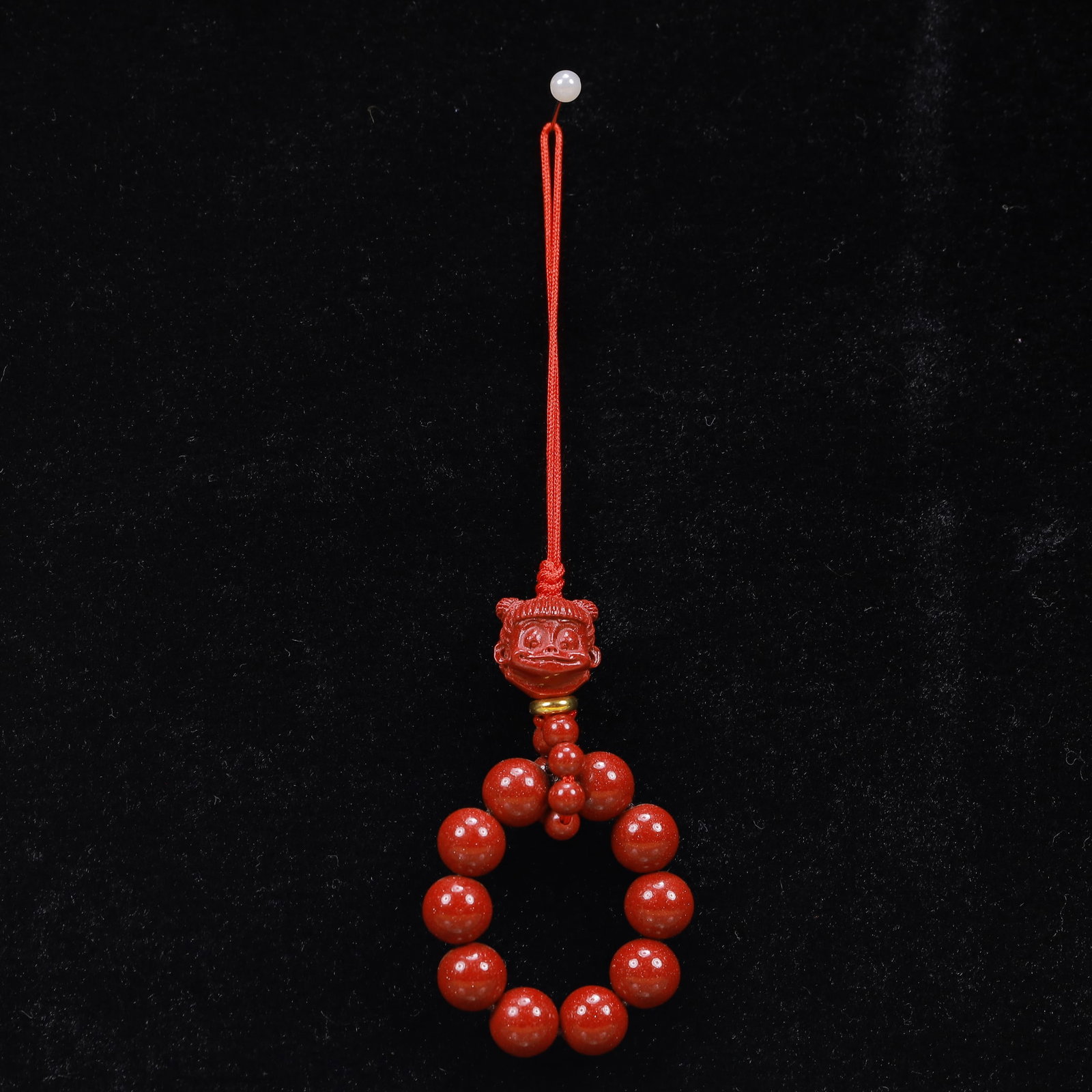 An Exquisite Cinnabar Figure Pattern Pendant: An Exquisite Cinnabar Figure Pattern Pendant, Size:1.2inx2in, Weight:14g 朱砂人物纹挂件