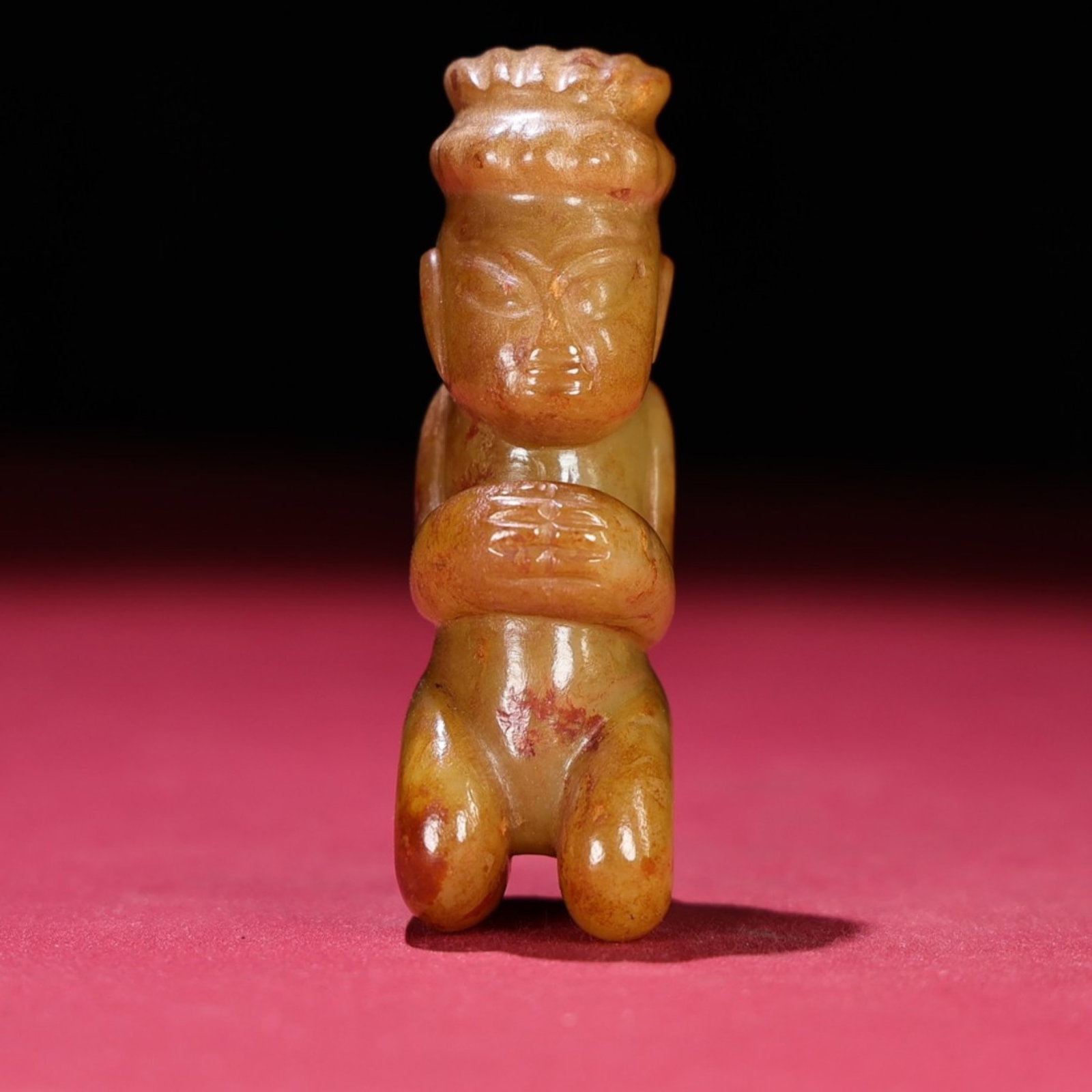 An Exquisite Archaic Jade Figure Ornament: An Exquisite Archaic Jade Figure Ornament,Ancient Time,China,Size:85mmx38mmx25mm,Weight:133g 高古玉人物摆件,中国远古时期