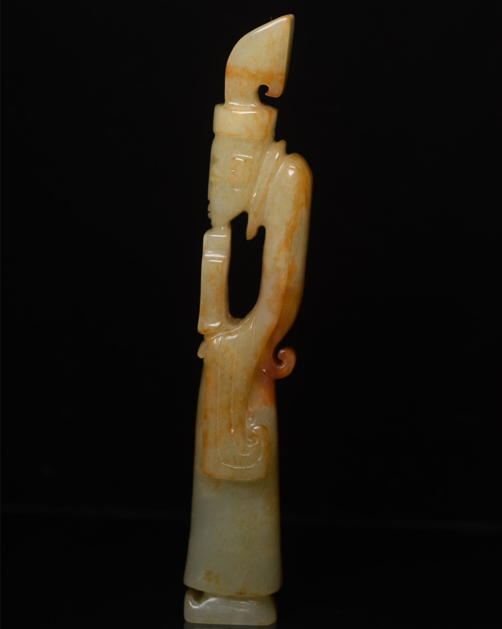 An Exquisite White Jade Figure Ornament: An Exquisite White Jade Figure Ornament,Qing Dynasty,China,Size:6.3inx1.1inx0.9in,Weight:166g 白玉人物摆件,中国清代
