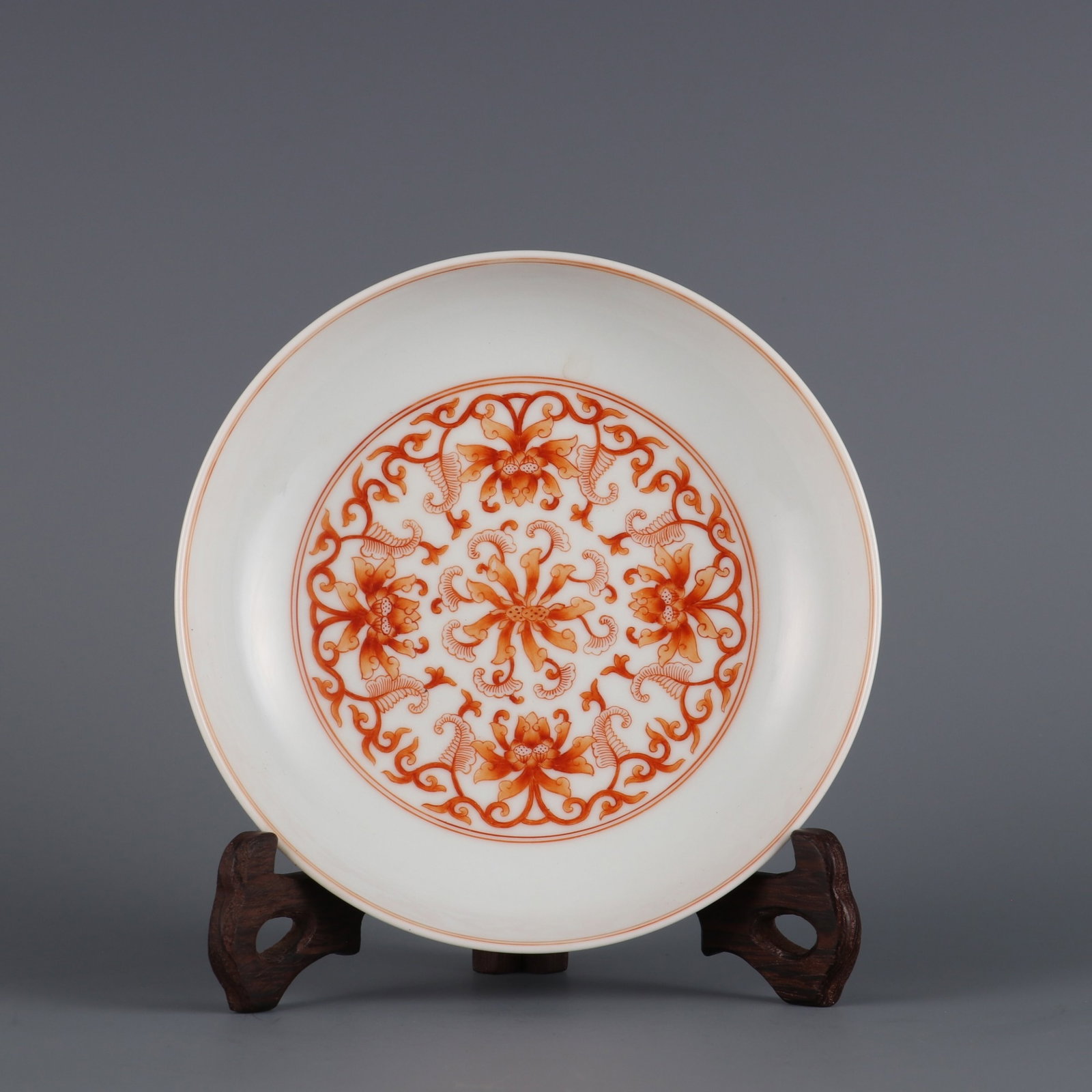 An Exquisite Iron-Red Lotus Pattern Plate (1 of 9)