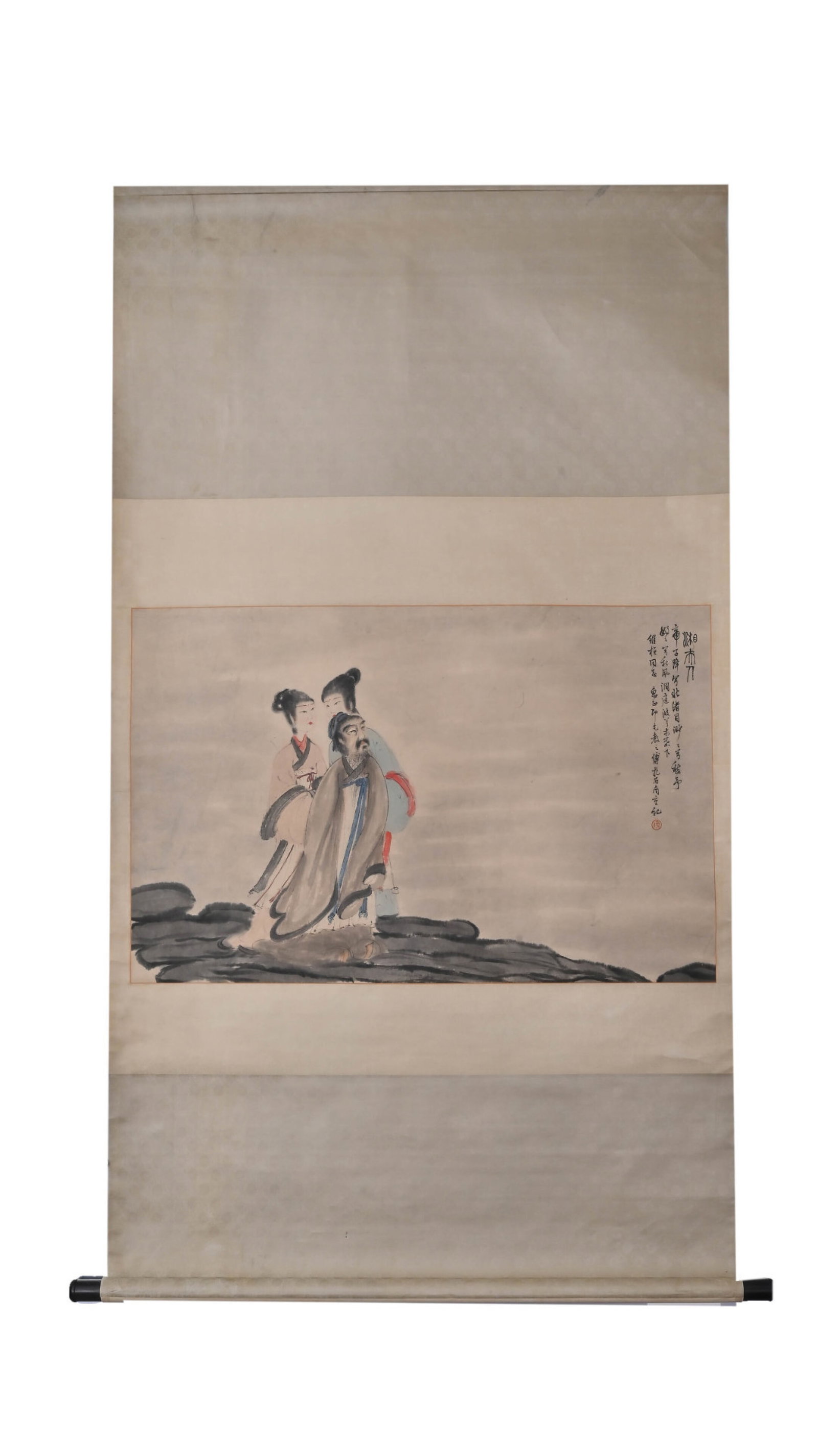 A Chinese Vertical Scroll Ink Painting of Figure on Paper: A Chinese Vertical Scroll Ink Painting of Figure on Paper,Fu Baoshi,Size:24.4inx38.2in 一幅中国水墨人物画立轴,傅抱石