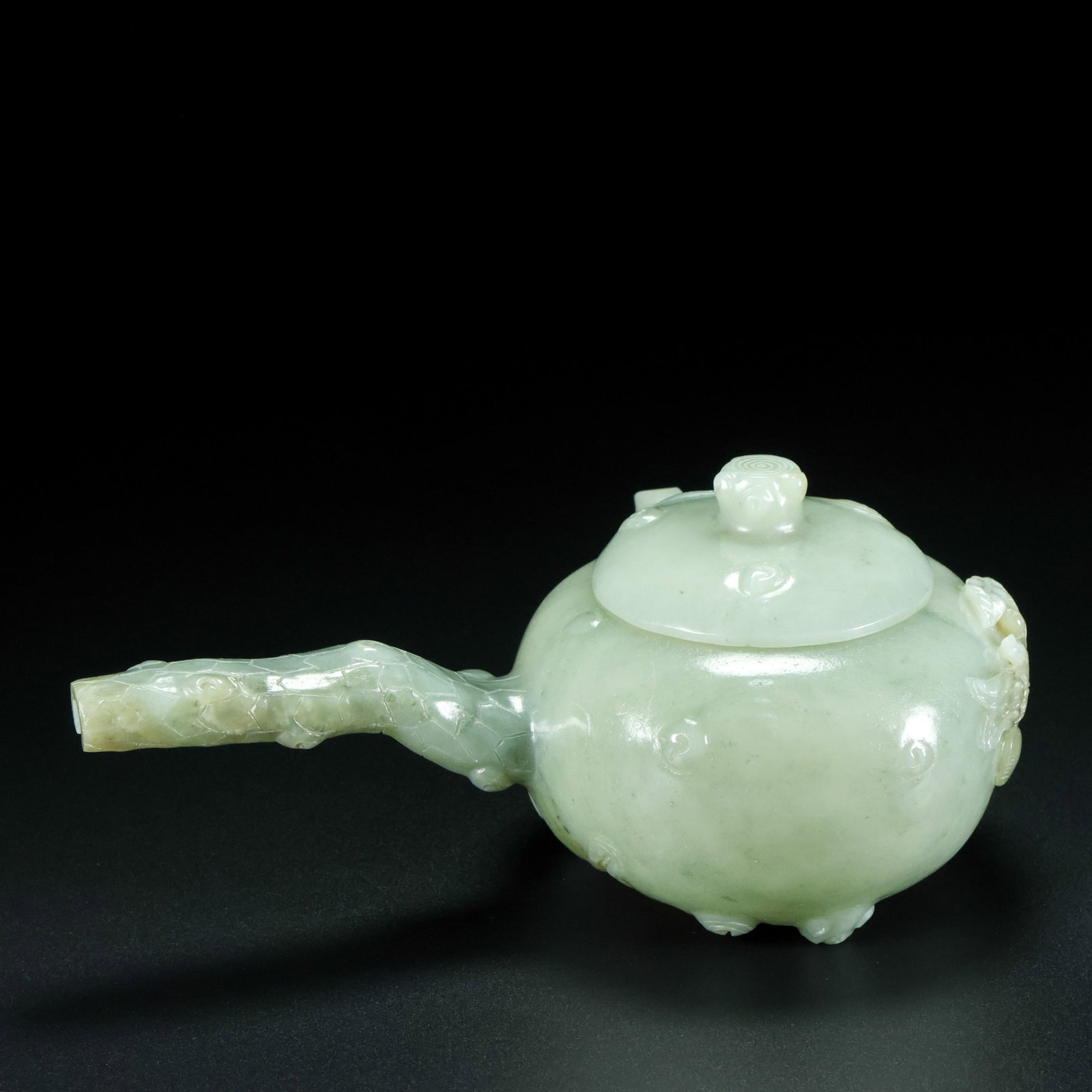 An Exquisite White Jade Peach Pattern Pot - 4