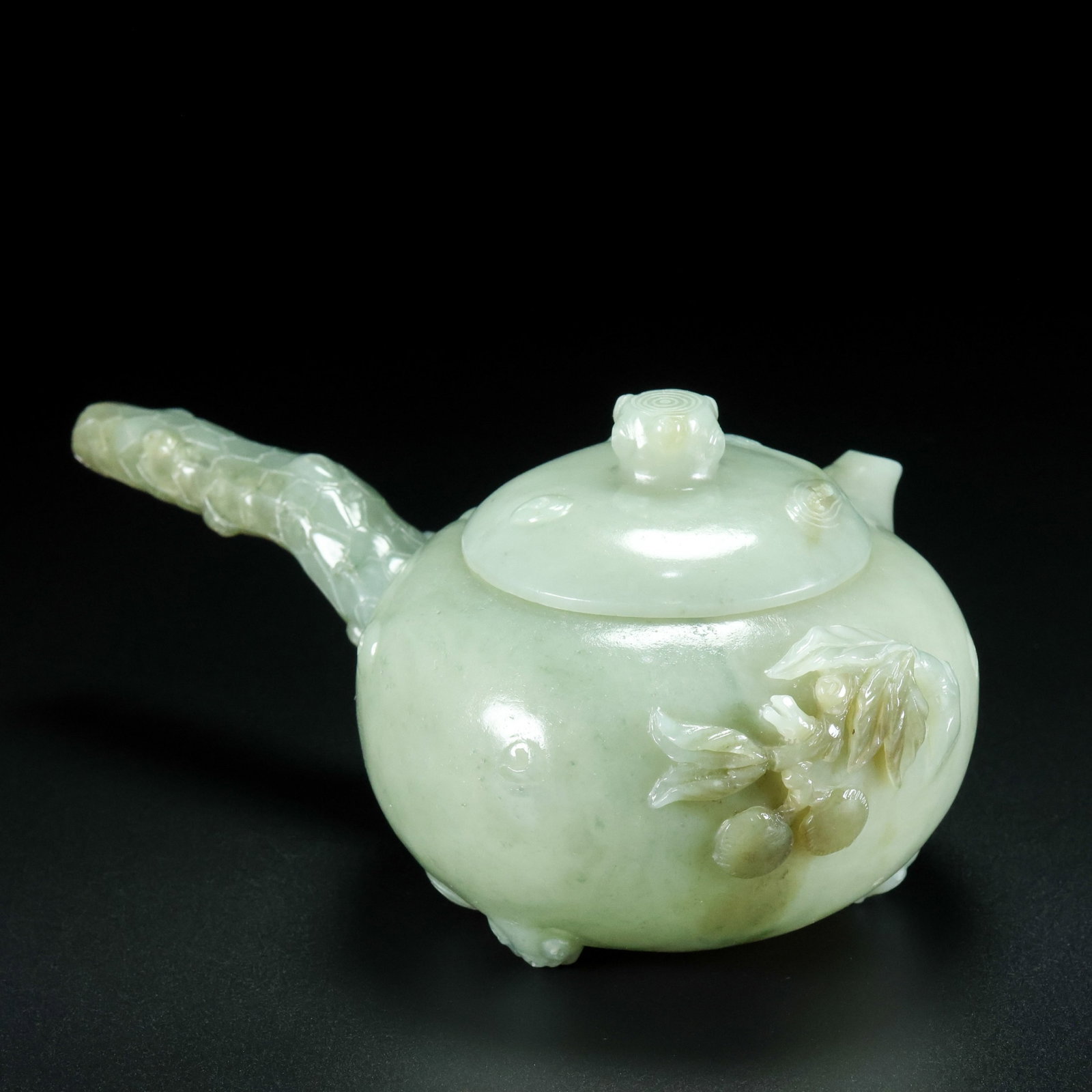 An Exquisite White Jade Peach Pattern Pot - 5