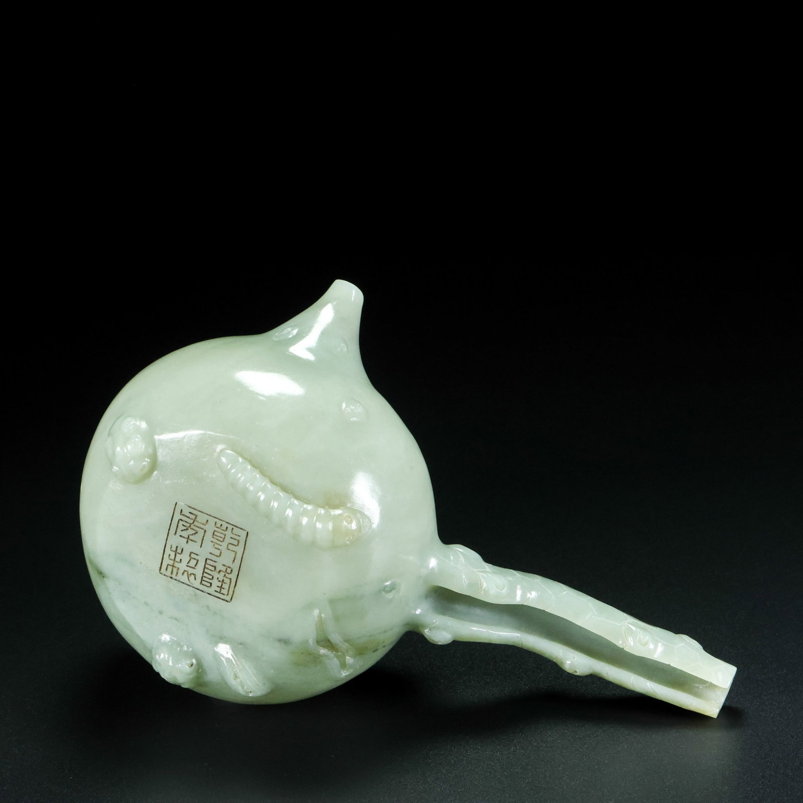 An Exquisite White Jade Peach Pattern Pot - 9