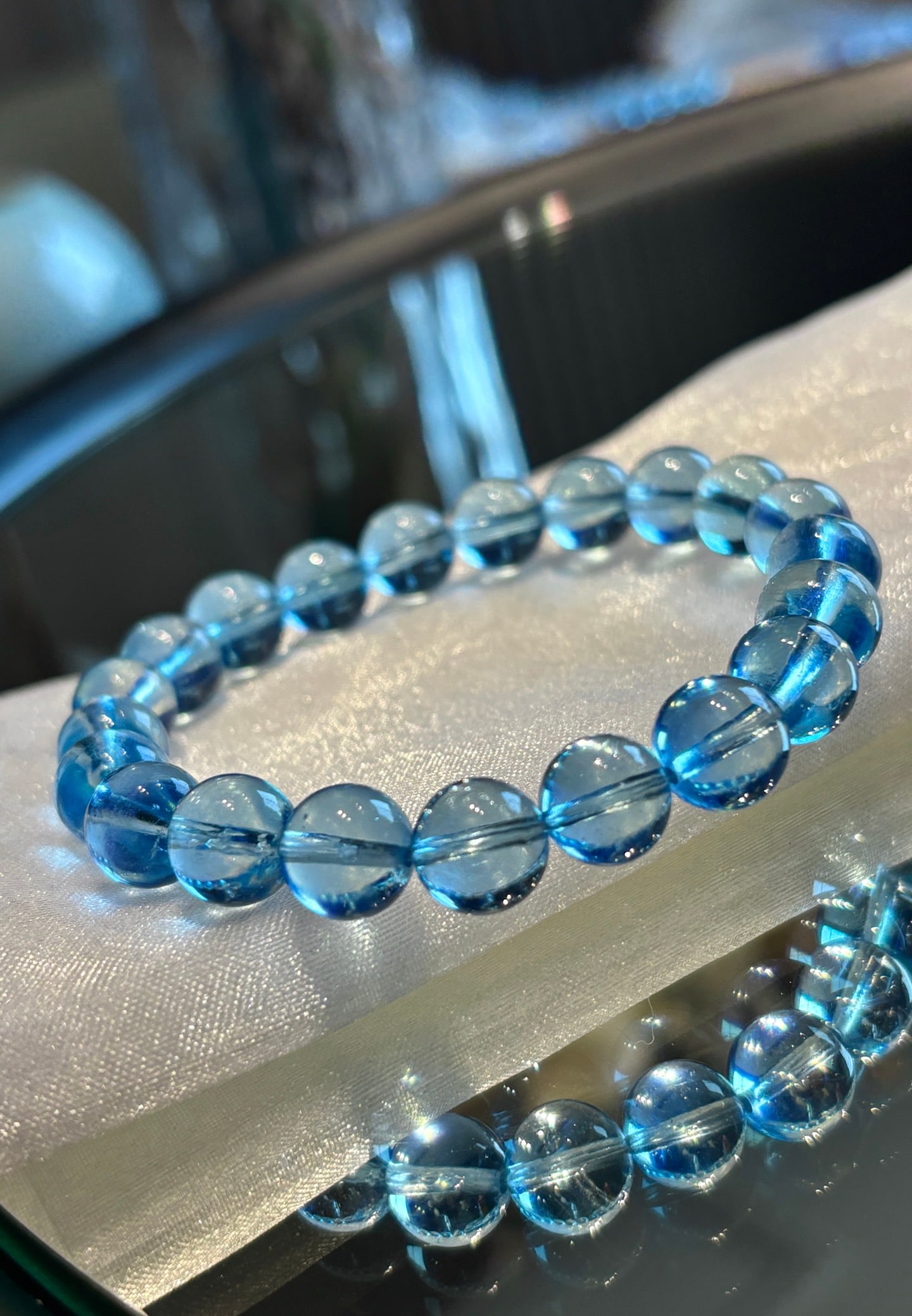 An Exquisite Aquamarine Bracelet: An Exquisite Aquamarine Bracelet,Size:9.3mm,Weight:23g 海蓝宝手串