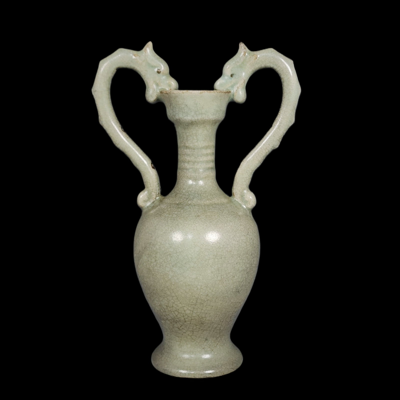 An Exquisite Ru yao Double-Ears Vase: An Exquisite Ru yao Double-Ears Vase,Song Dynasty,China,Size:9.1inx5.6in 汝窑双耳瓶,中国宋代