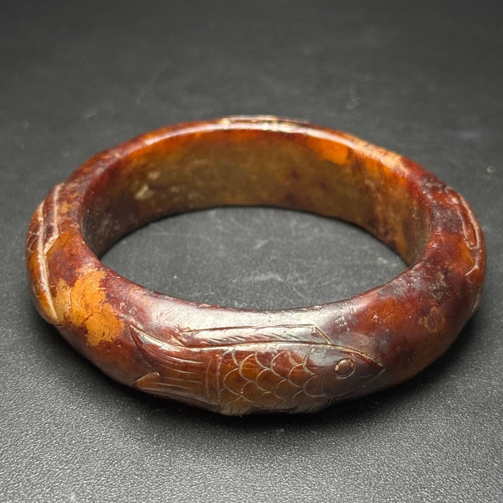 An Exquisite Archaic Jade Fish Pattern Bracelet - 5