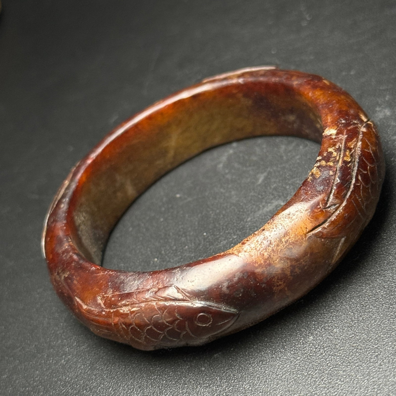 An Exquisite Archaic Jade Fish Pattern Bracelet - 6