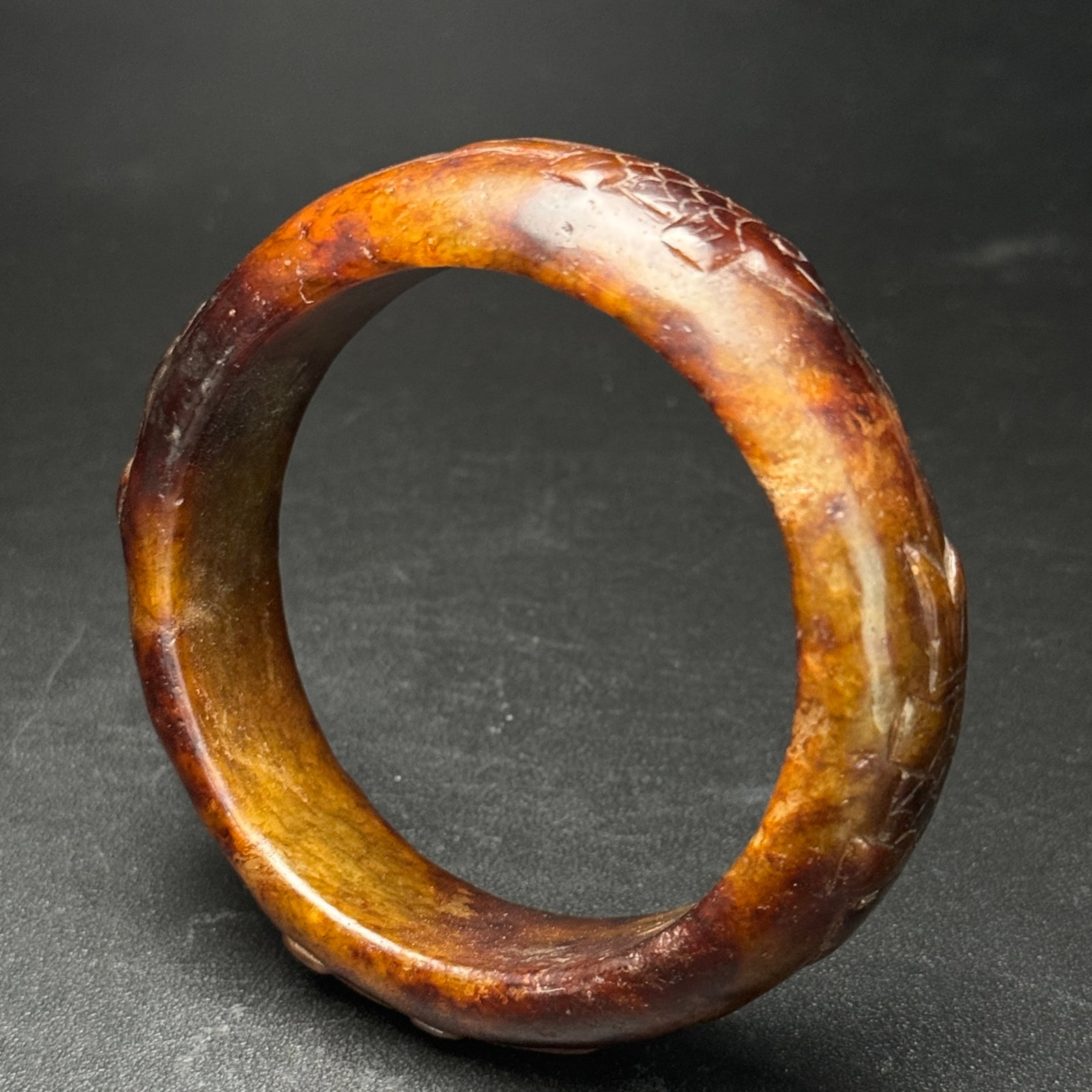 An Exquisite Archaic Jade Fish Pattern Bracelet - 7