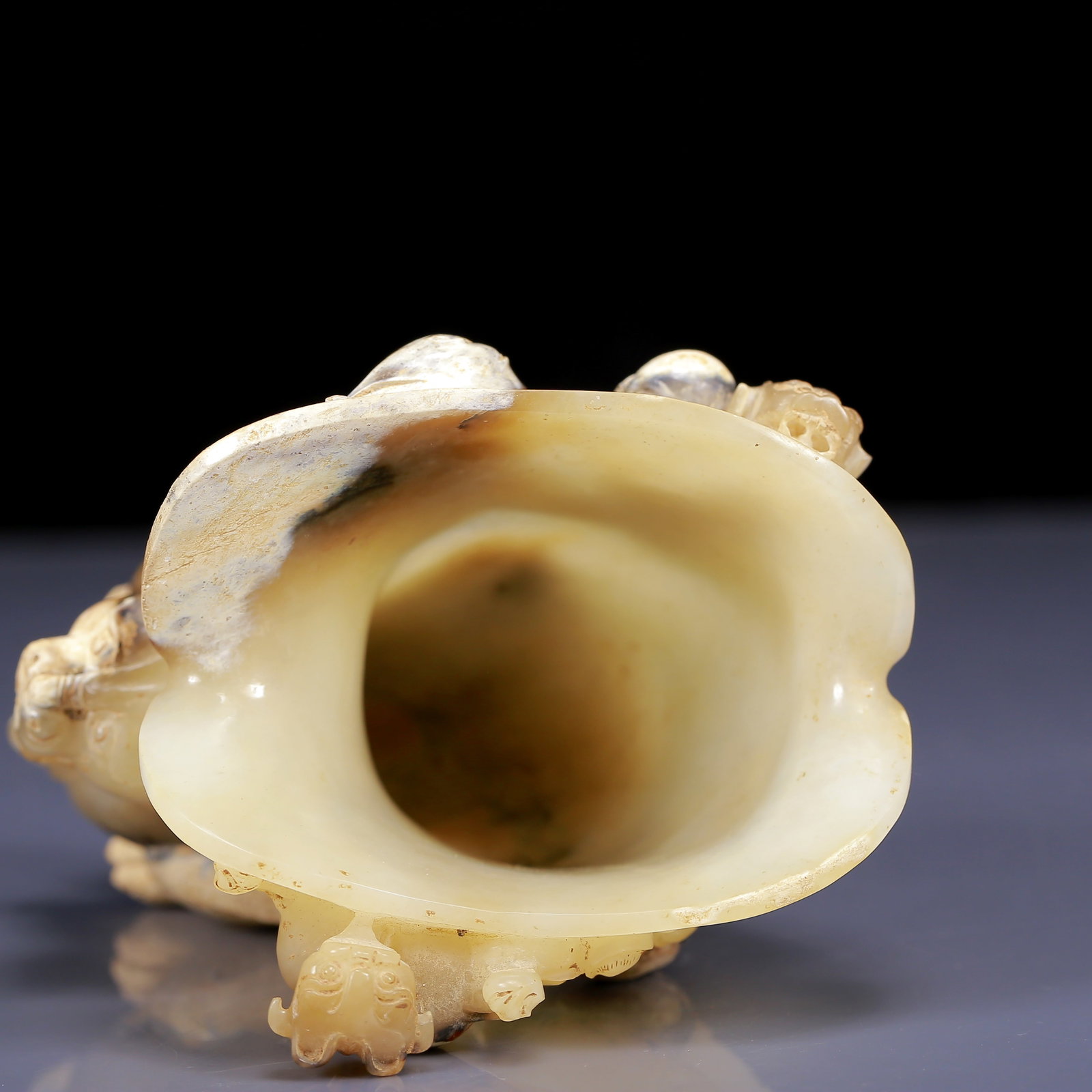 An Exquisite Yellow Jade Auspicious Beast Pattern Goblet - 11