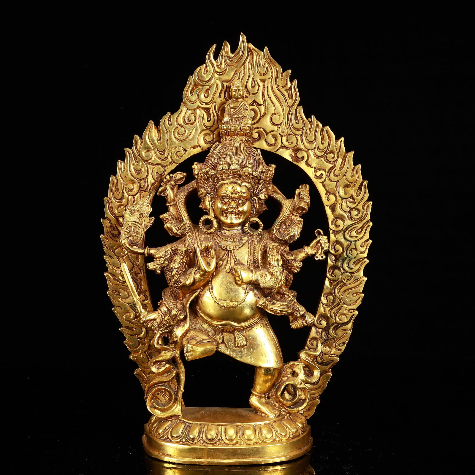 A Solemn Gilt Bronze Statue of Vajra: A Solemn Gilt Bronze Statue of Vajra,The Warring States period in China,Size:8.3inx2.4inx12.6in,Weight:2200g 铜鎏金金刚像,中国战国时&#