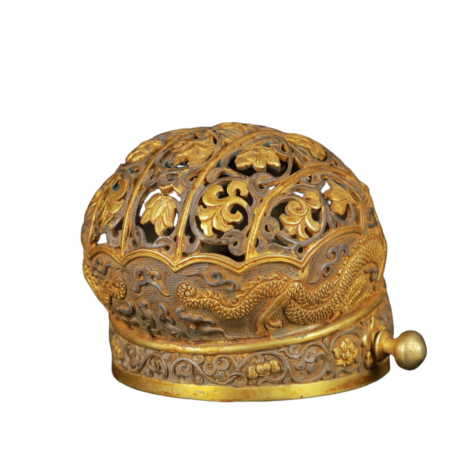 An Exquisite Gilt Silver Dragon Pattern Hat - 4