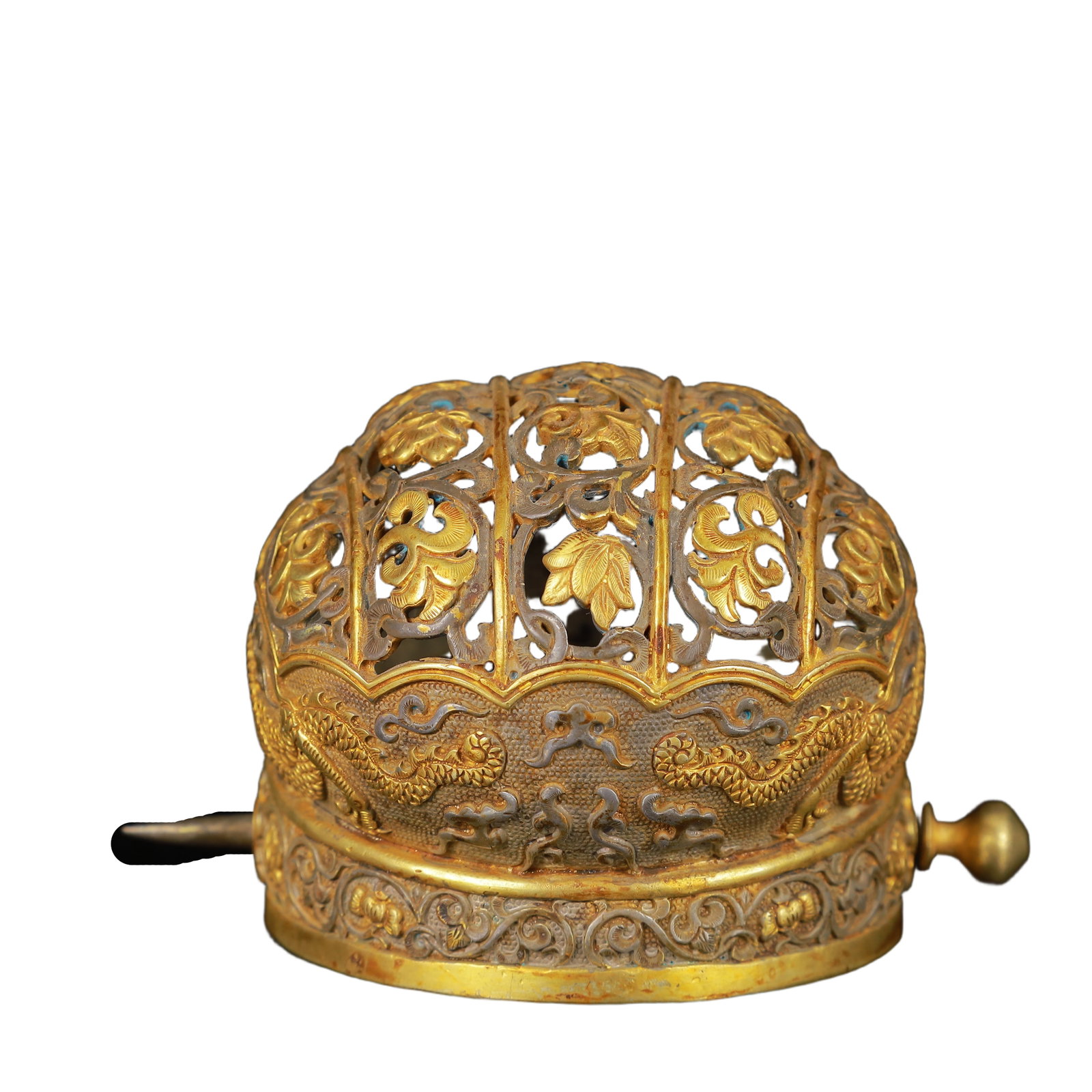 An Exquisite Gilt Silver Dragon Pattern Hat - 5