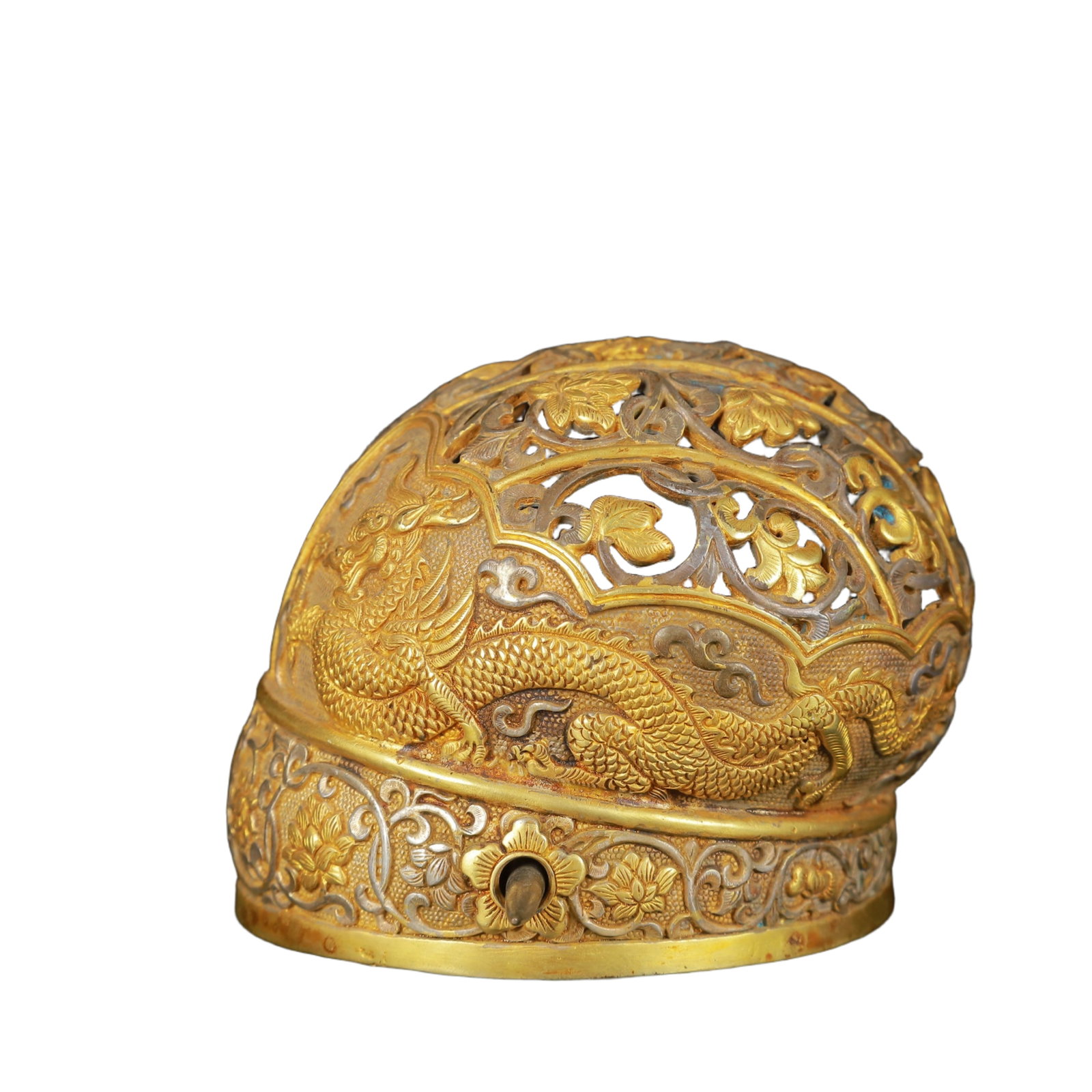 An Exquisite Gilt Silver Dragon Pattern Hat - 6