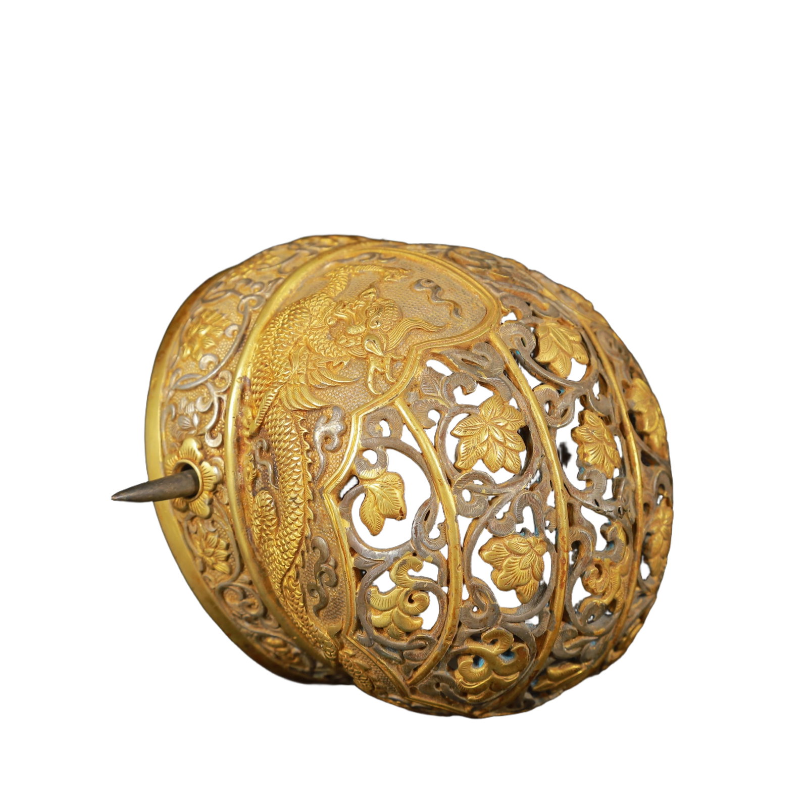 An Exquisite Gilt Silver Dragon Pattern Hat - 7